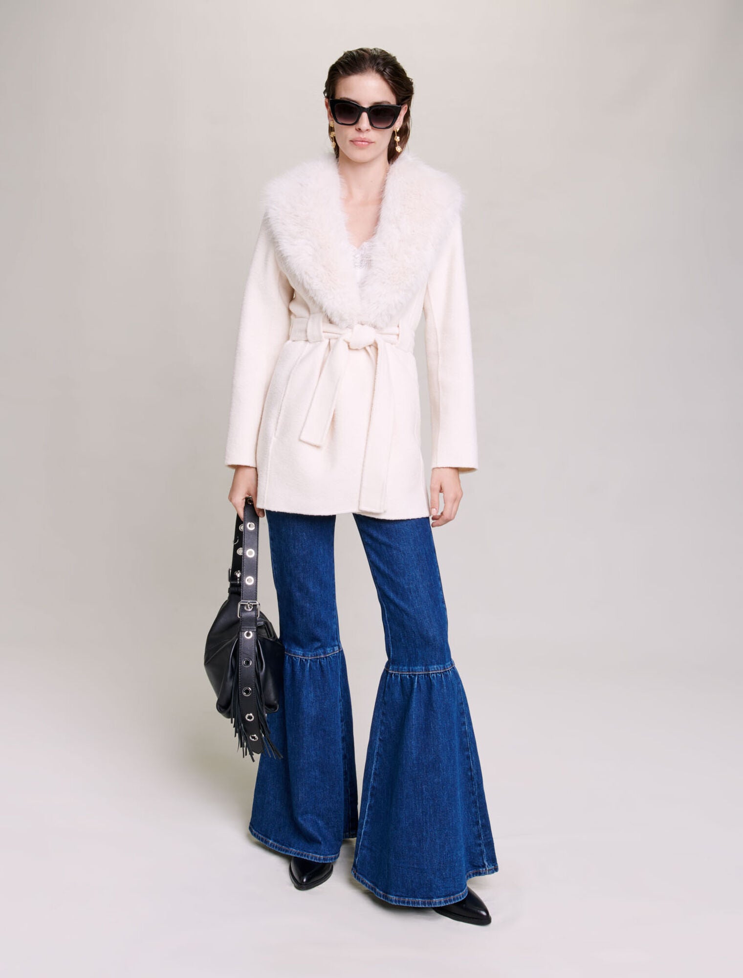 Ecru featured-Belted short coat