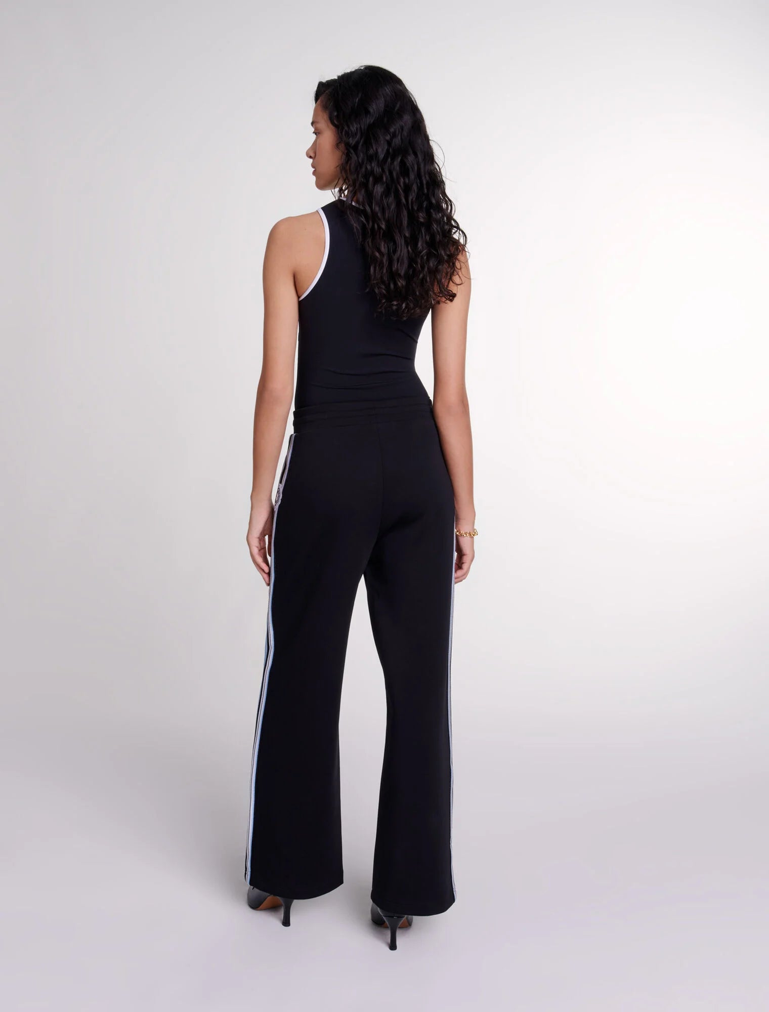 Black featured-Wide-leg striped jogging bottoms