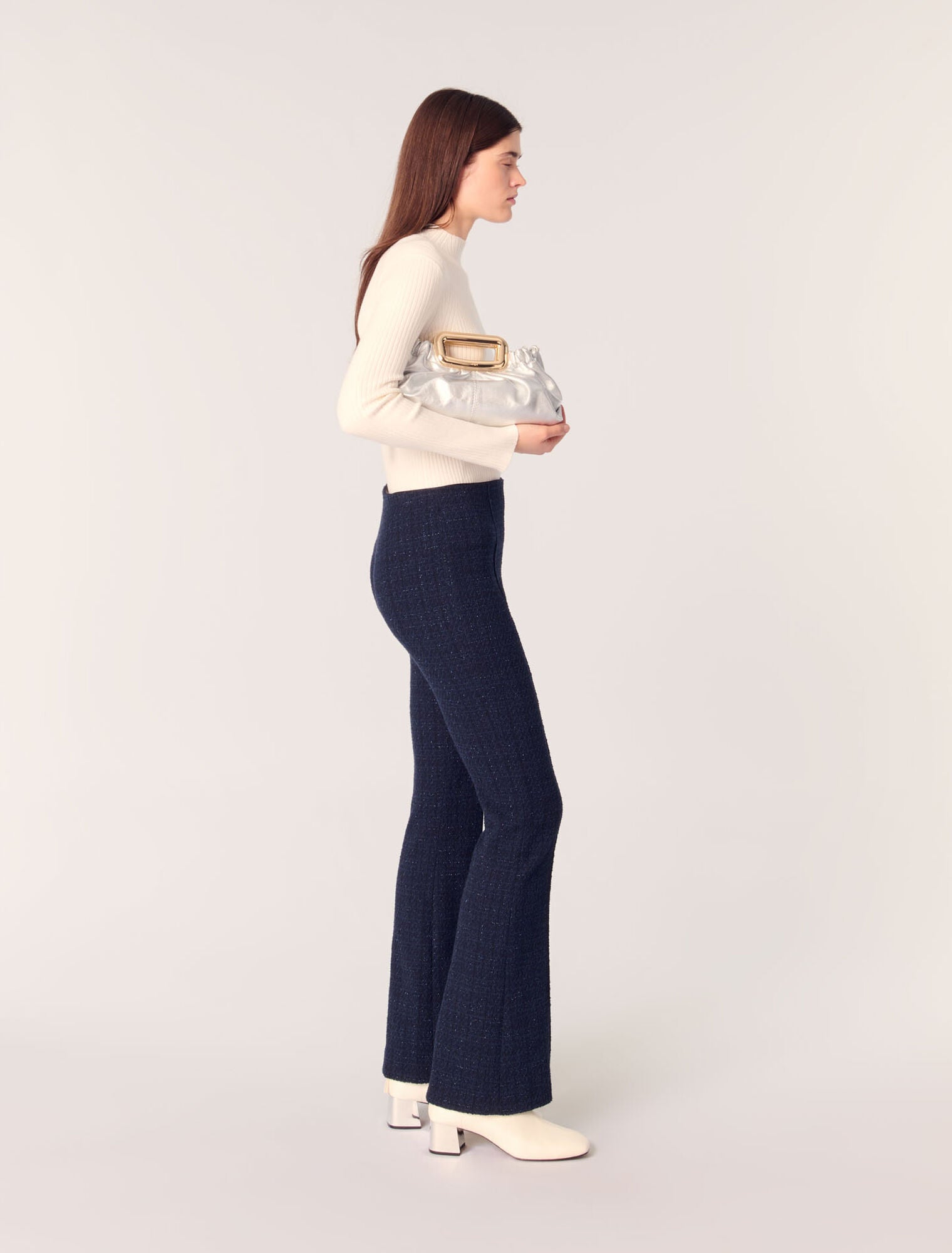 Navy-Tweed trousers