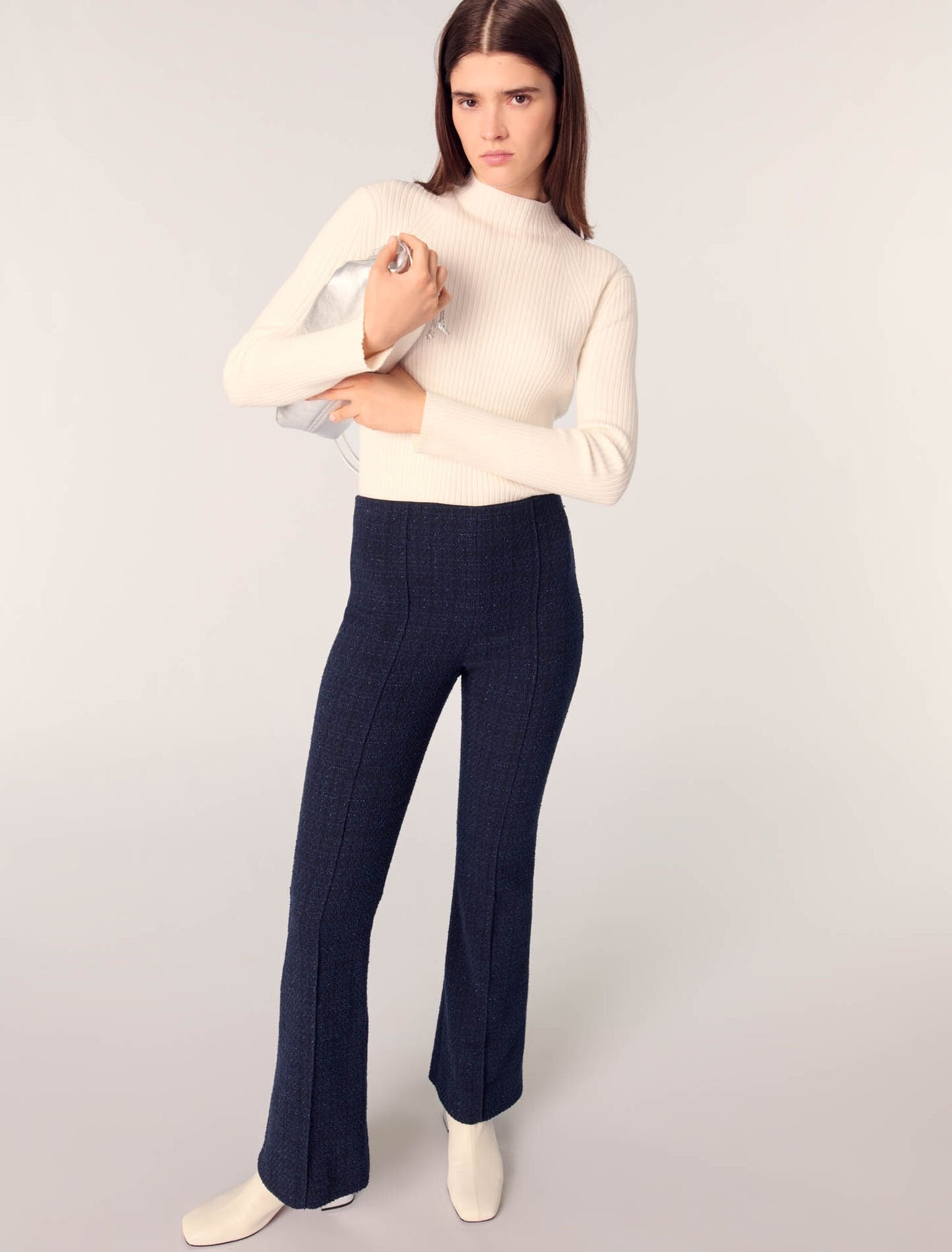 Navy-Tweed trousers