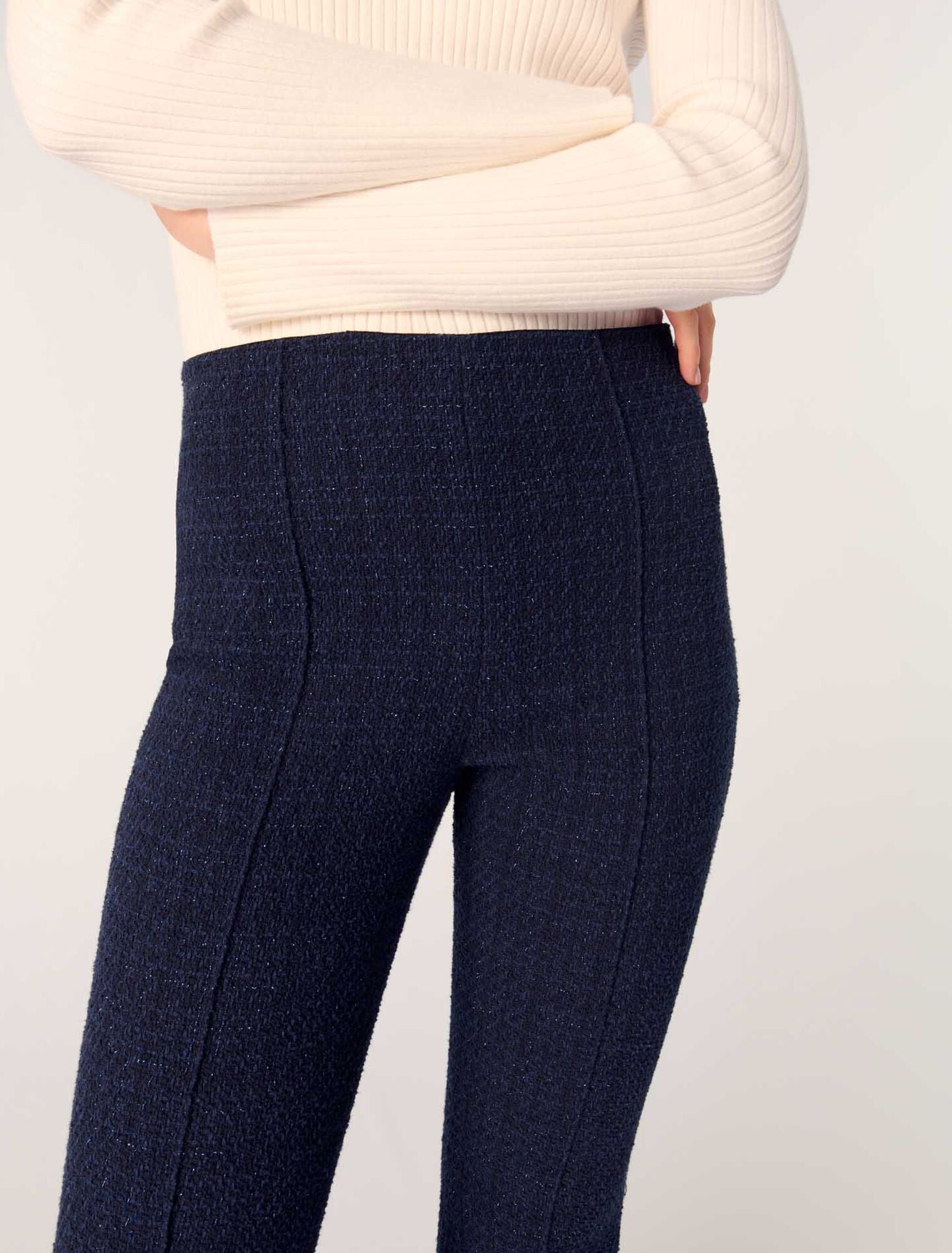 Navy-Tweed trousers