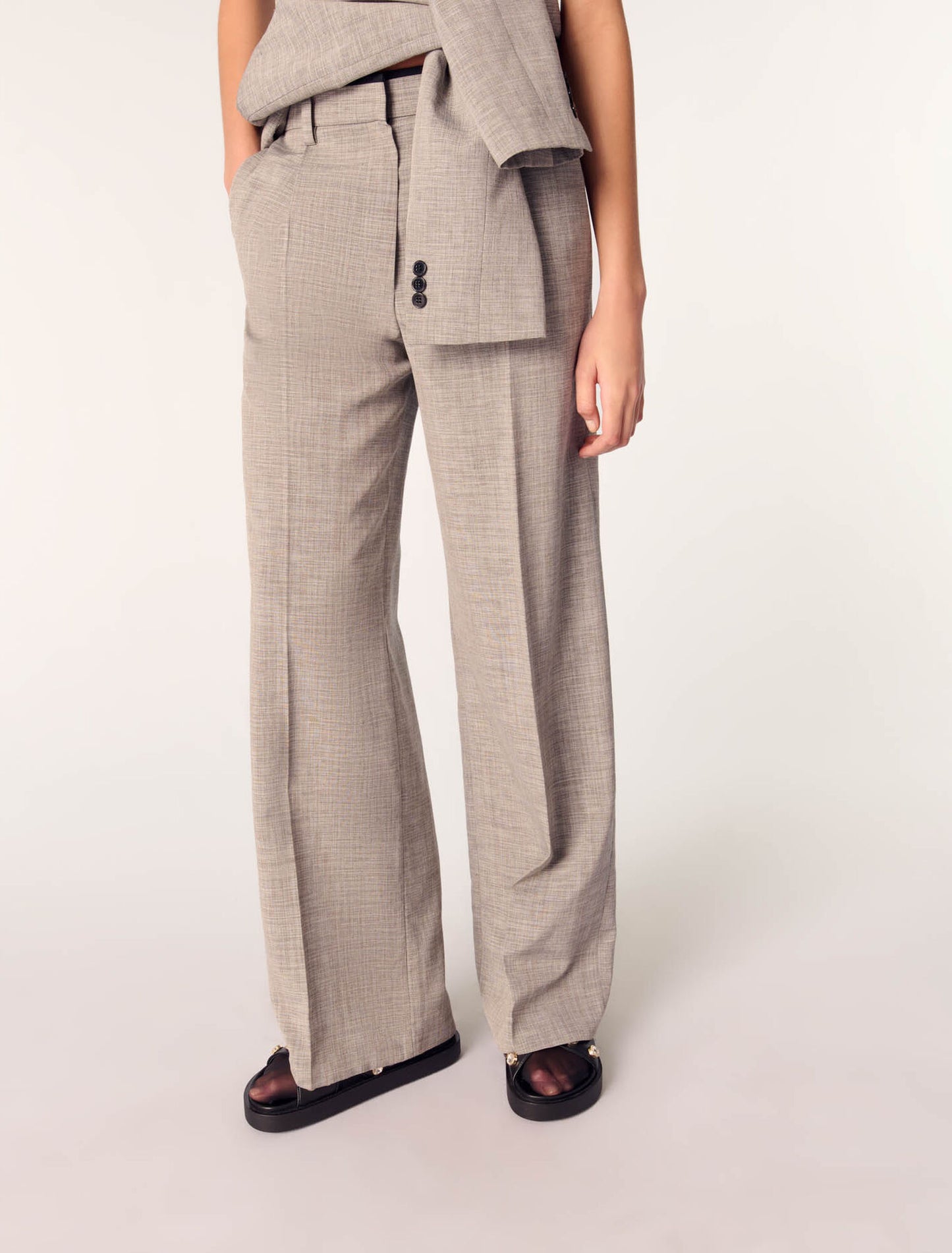 Grey-Straight-leg suit trousers