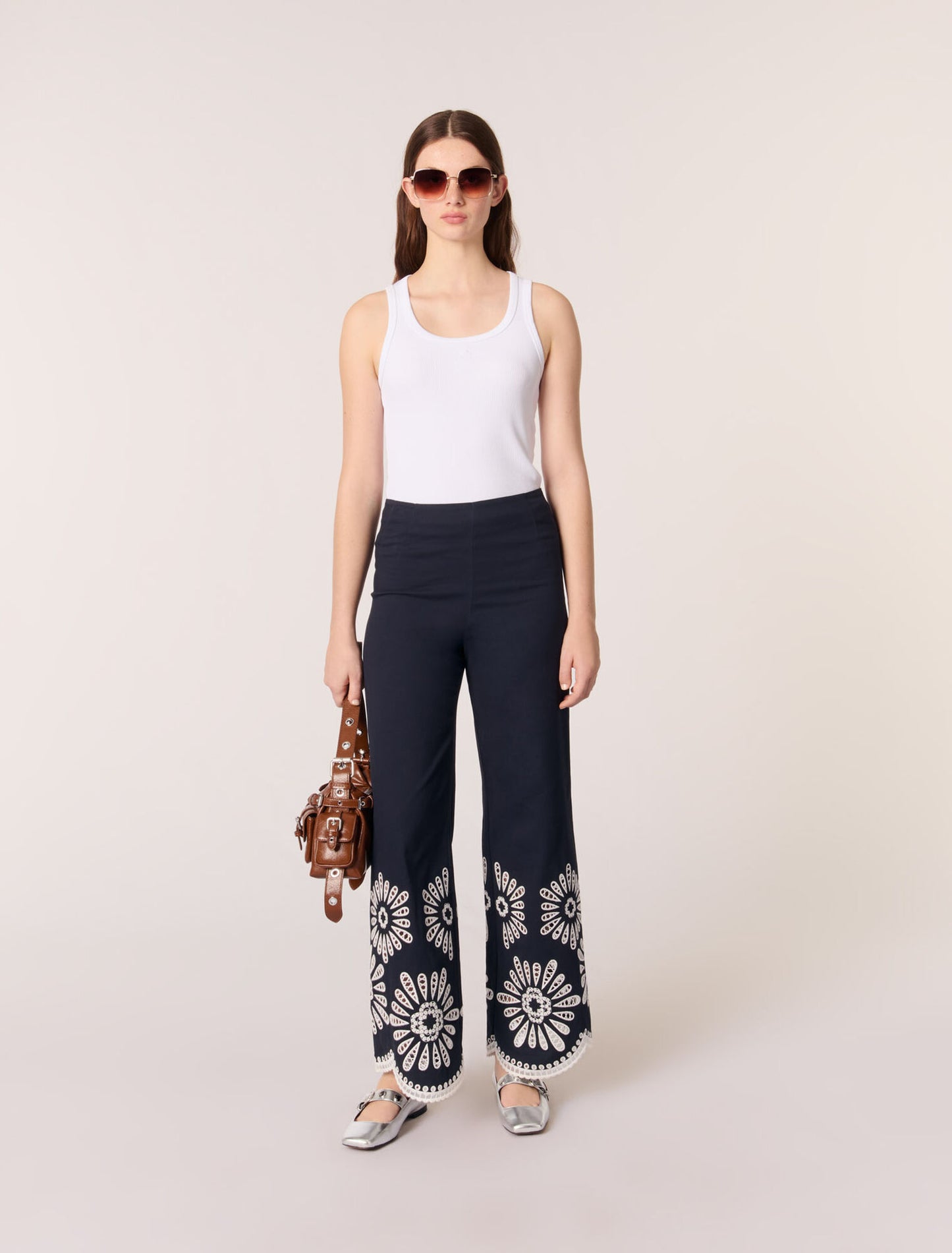 Navy-featured-Trousers with crochet detail