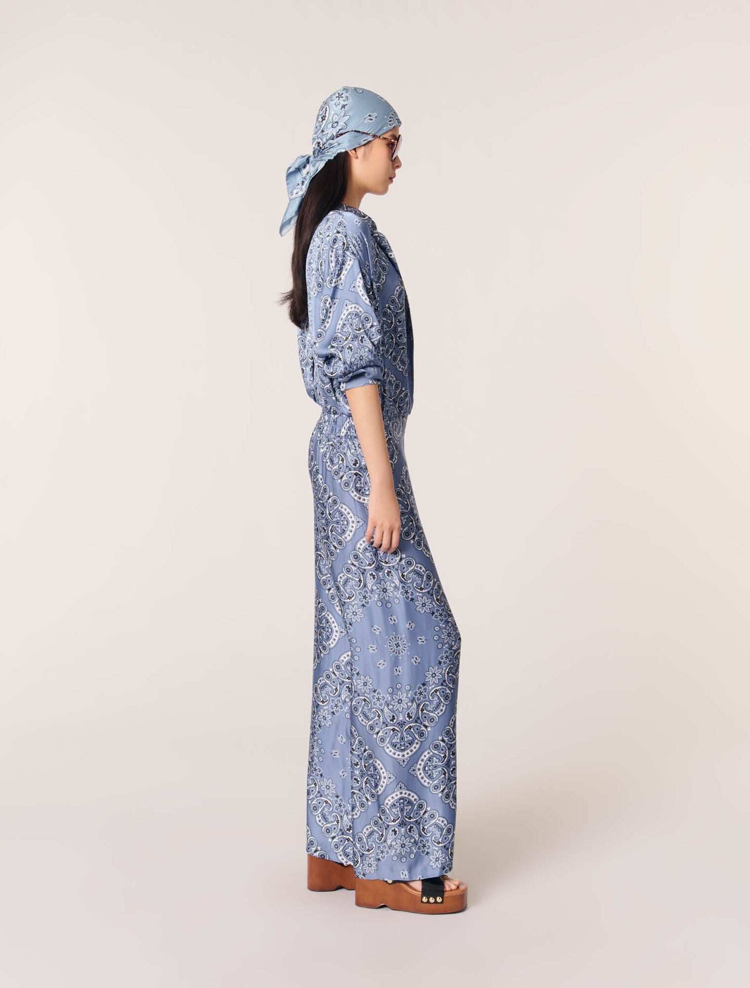 Blue Bandana Print-Flowing patterned trousers