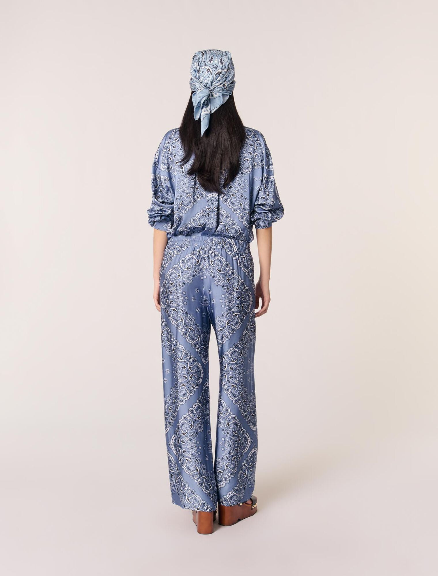 Blue Bandana Print-Flowing patterned trousers