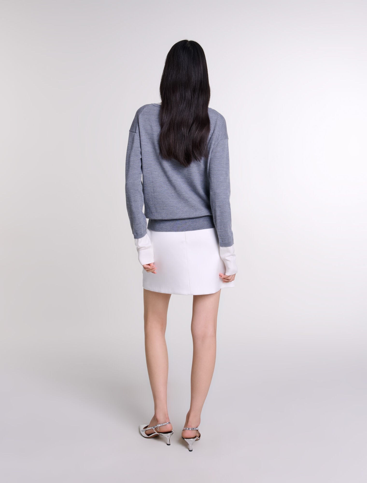 Grey   Layered wool-blend jumper