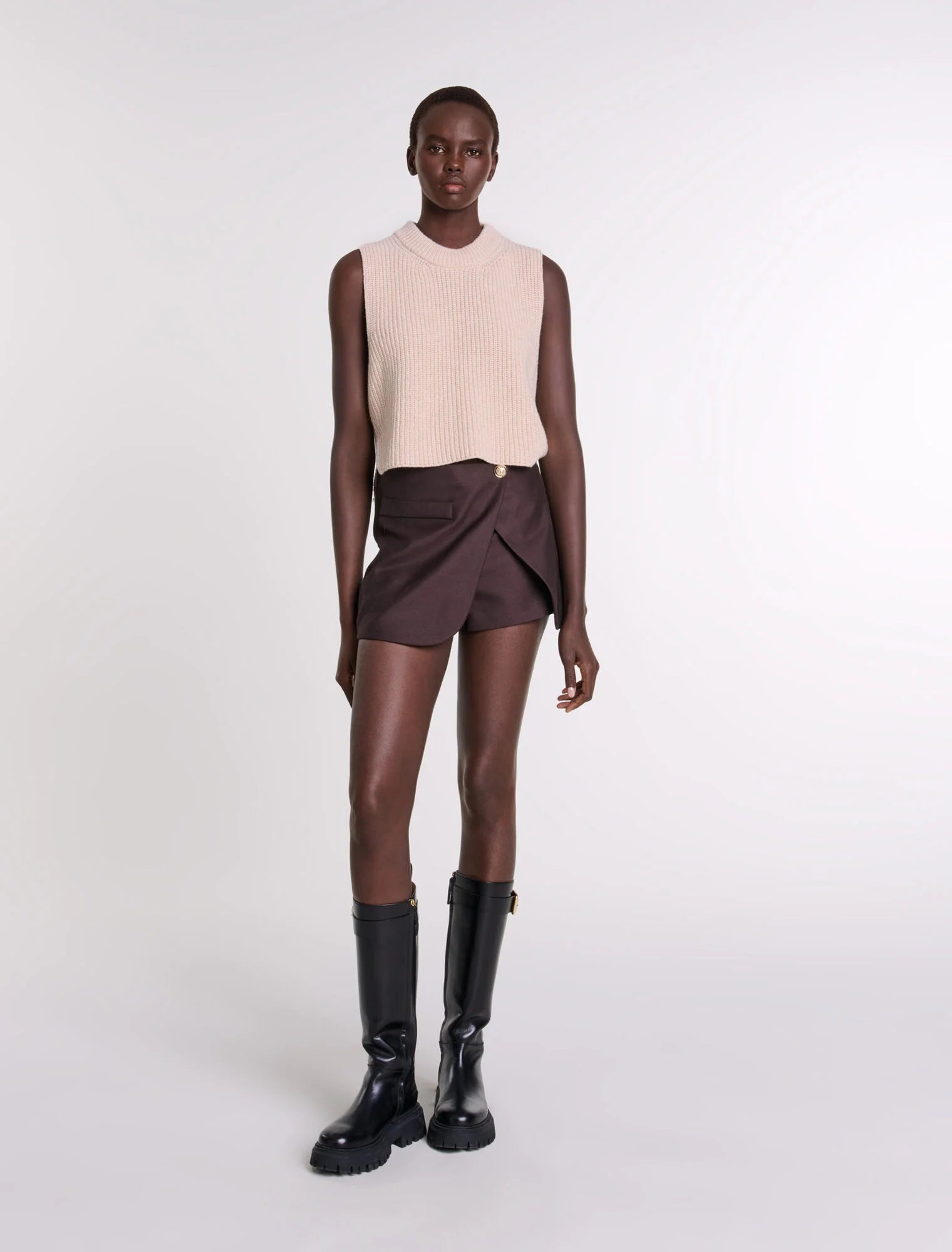 Beige featured-Sleeveless wool jumper