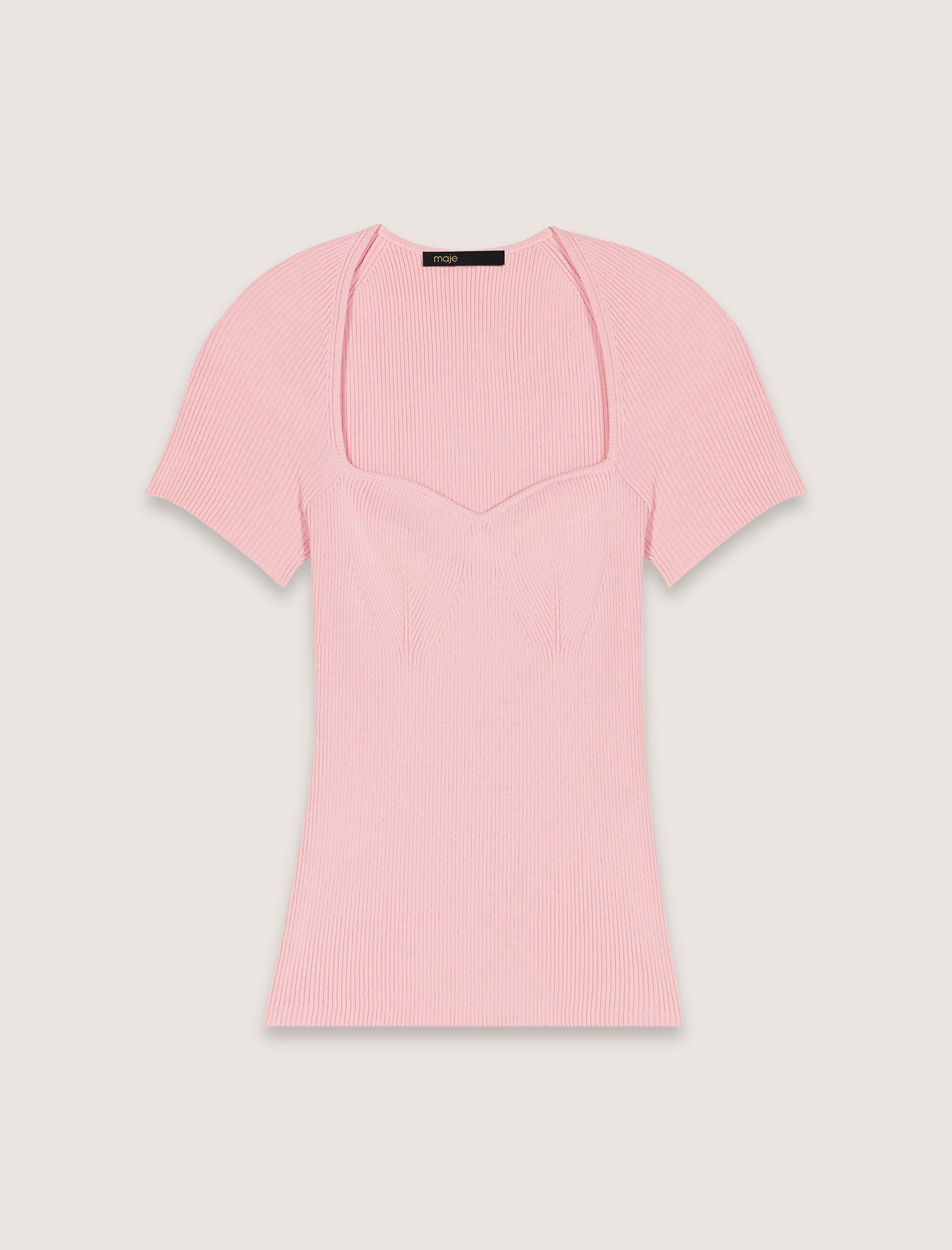 Pink-Fine Ribbed T-shirt