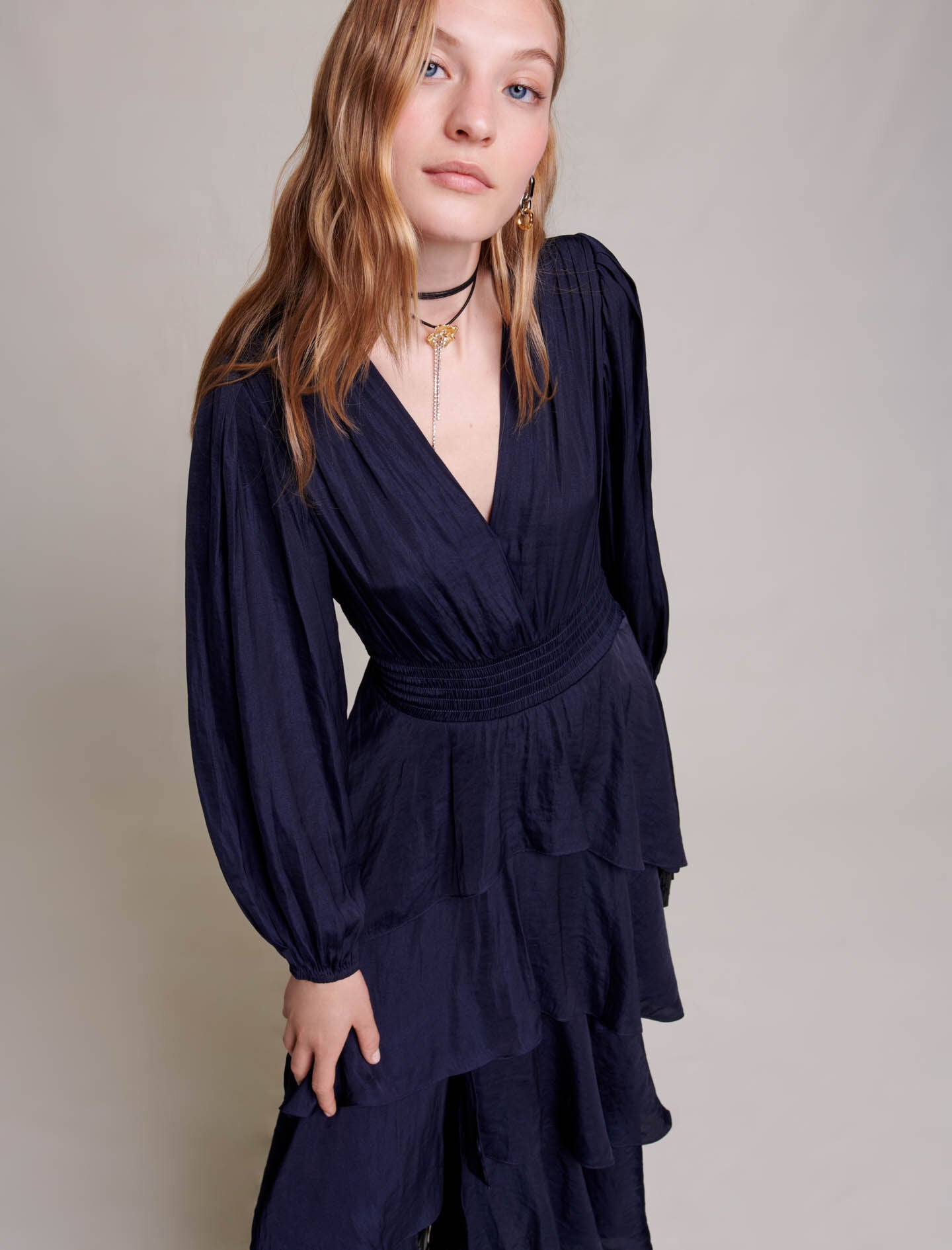 Shop Navy Ruffled Maxi Dress for Women Online in Dubai UAE