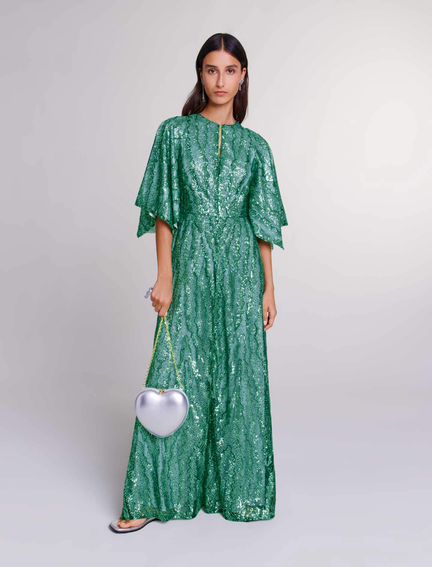 Green featured-Sequin maxi dress