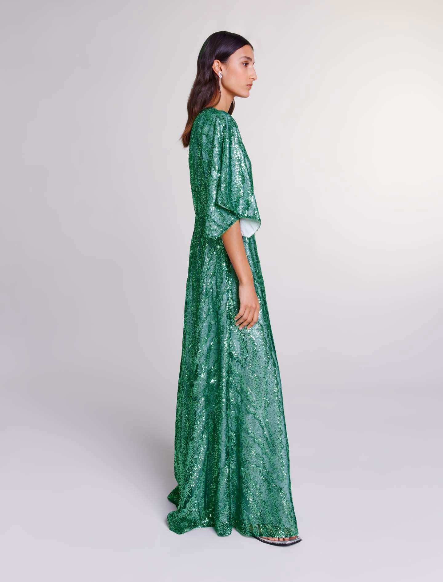 Green featured-Sequin maxi dress