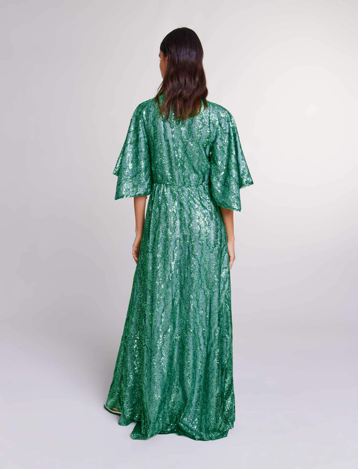 Green featured-Sequin maxi dress