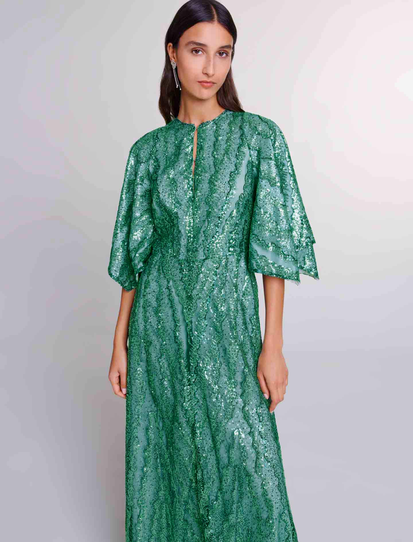 Green featured-Sequin maxi dress