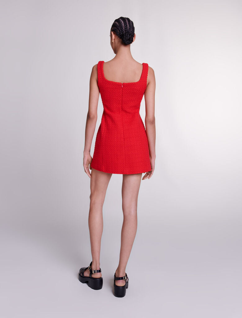 Red-Short tweed dress