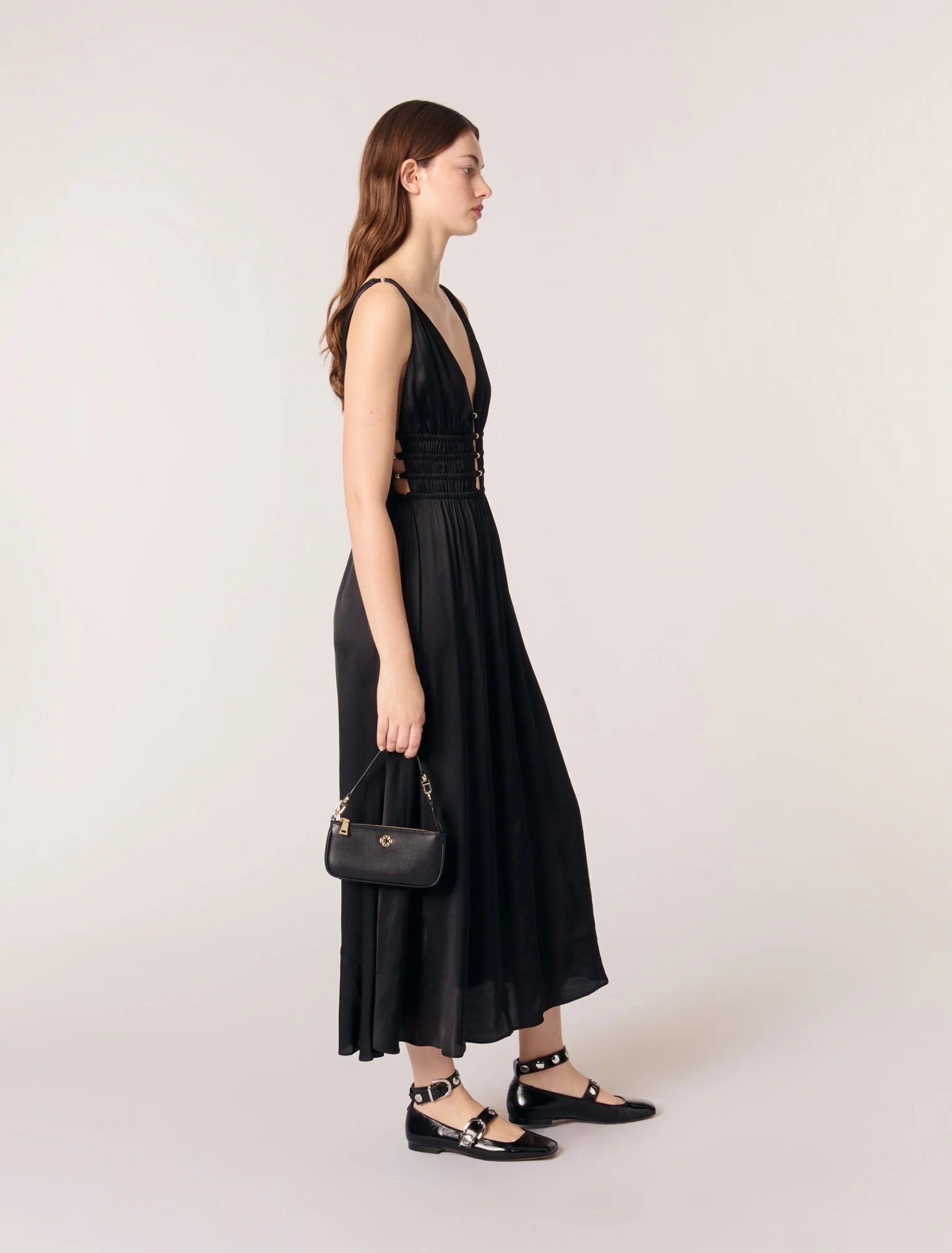 Black-Cutaway maxi dress