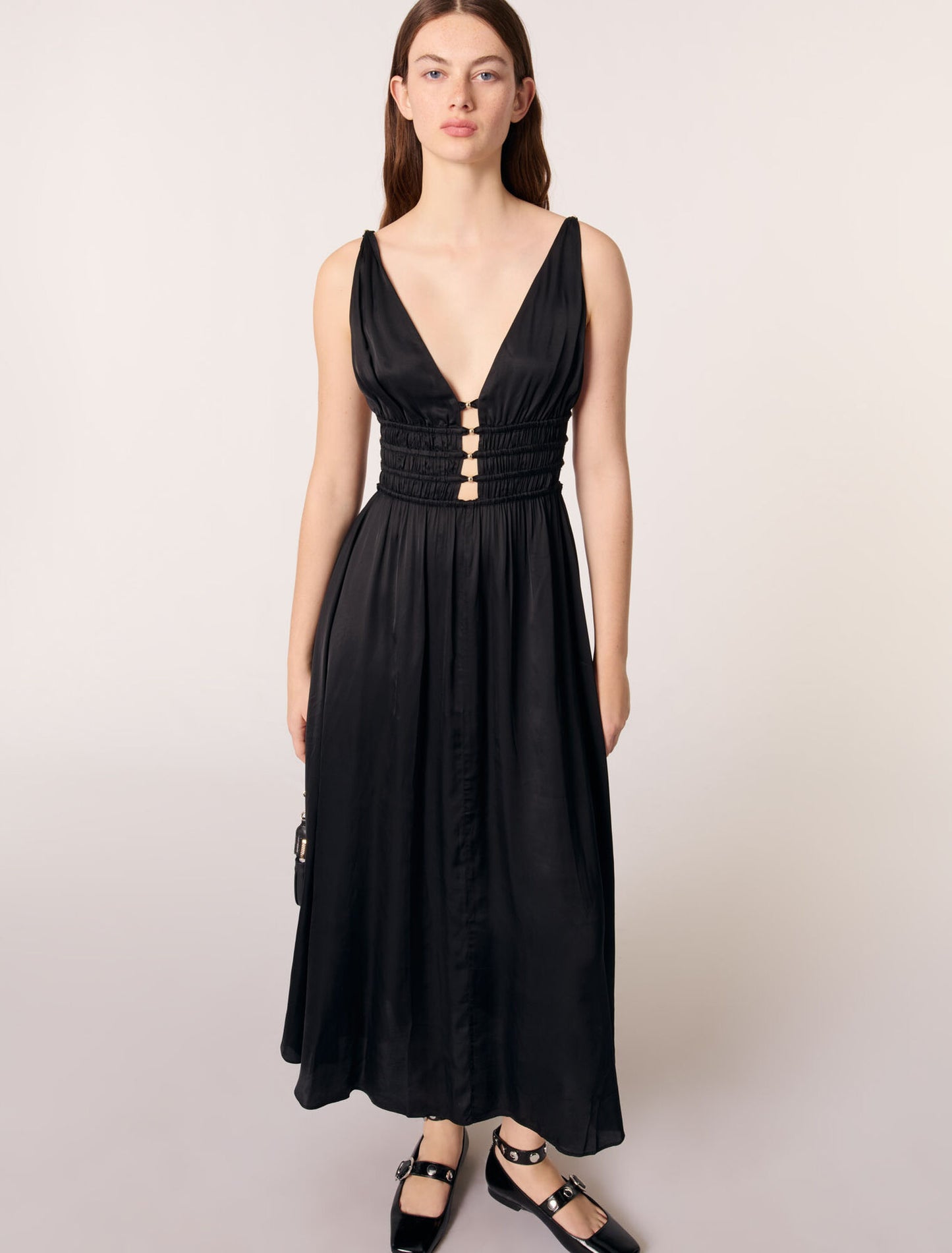 Black-Cutaway maxi dress