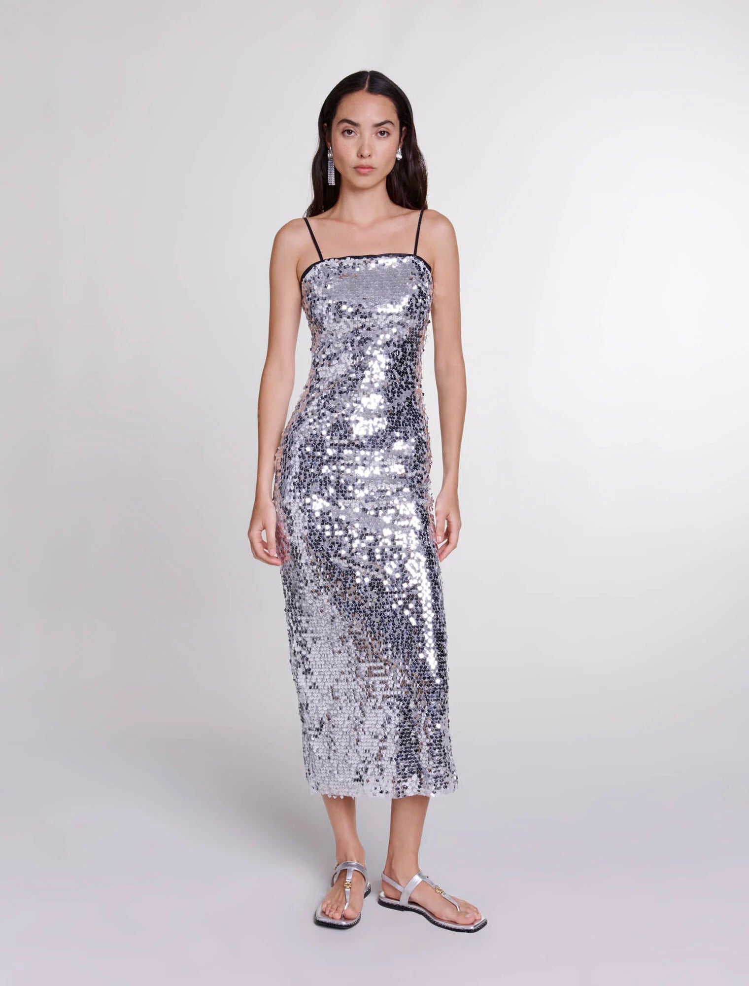 Silver-featured-Sequin maxi dress
