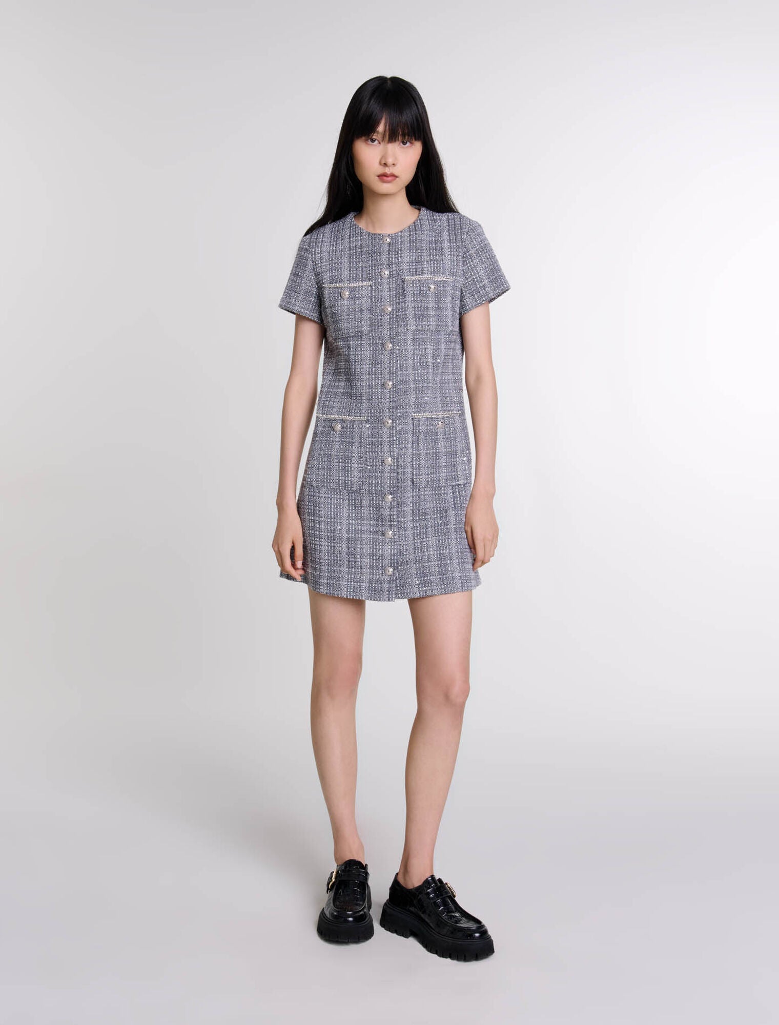 Grey featured-Tweed dress