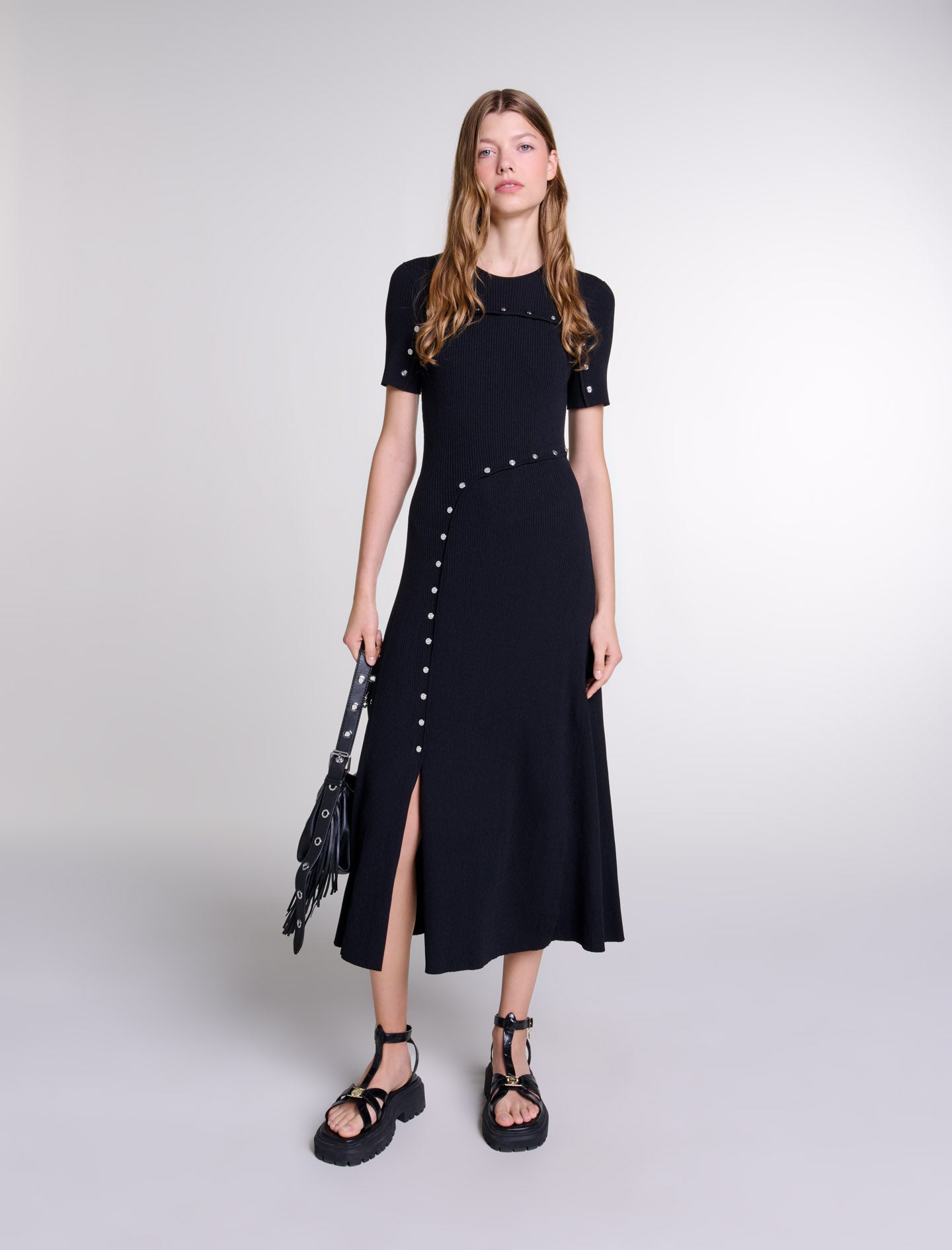 Black featured Knit maxi dress