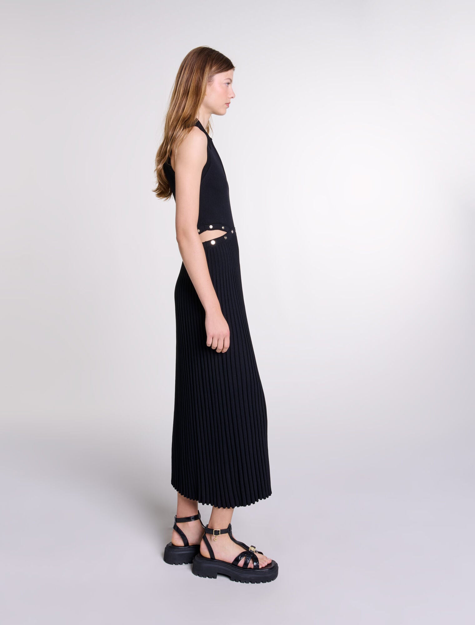 Black   Rib knit maxi dress