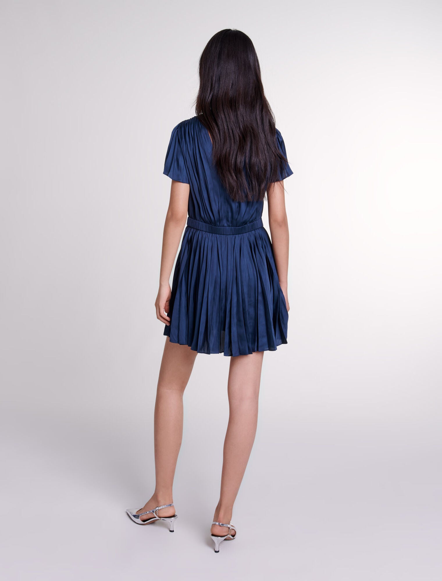 Navy   Short pleated dress