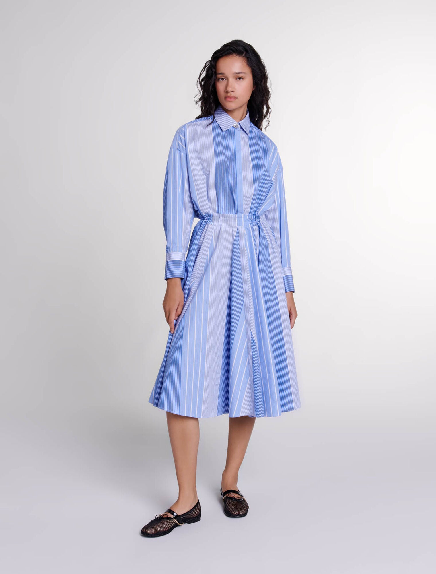 Blue White Stripes featured Striped patchwork dress