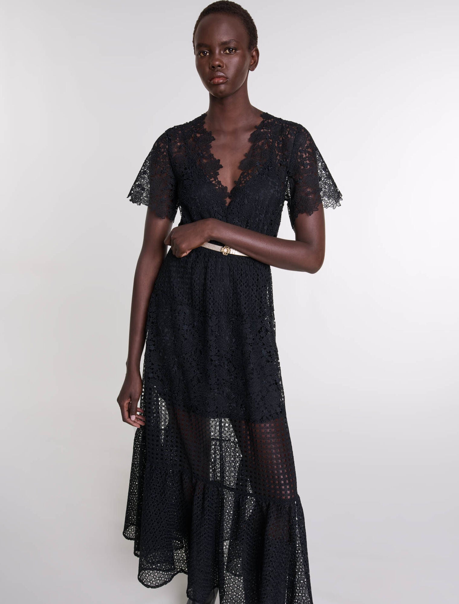 Black-Lace Maxi Dress