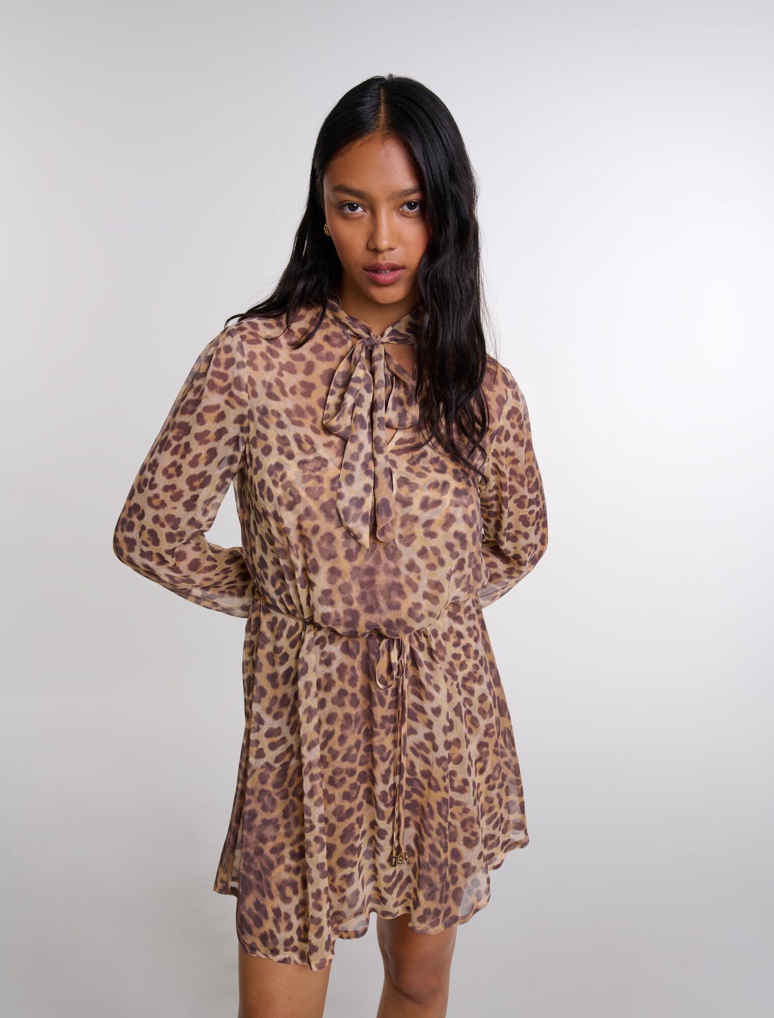 Top Maje Jersey Katanga Leopard-print Stretch Short Casual Dress