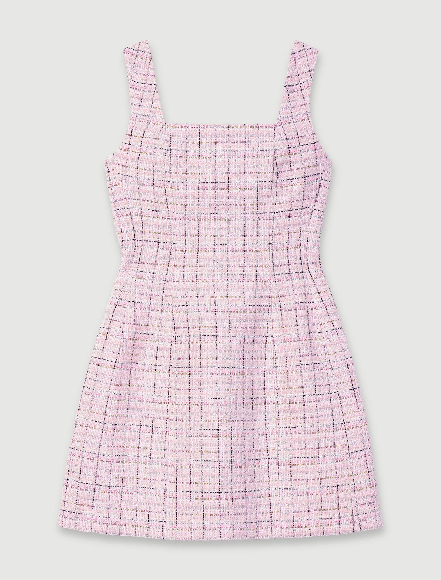 Pink featured-Sleeveless tweed dress