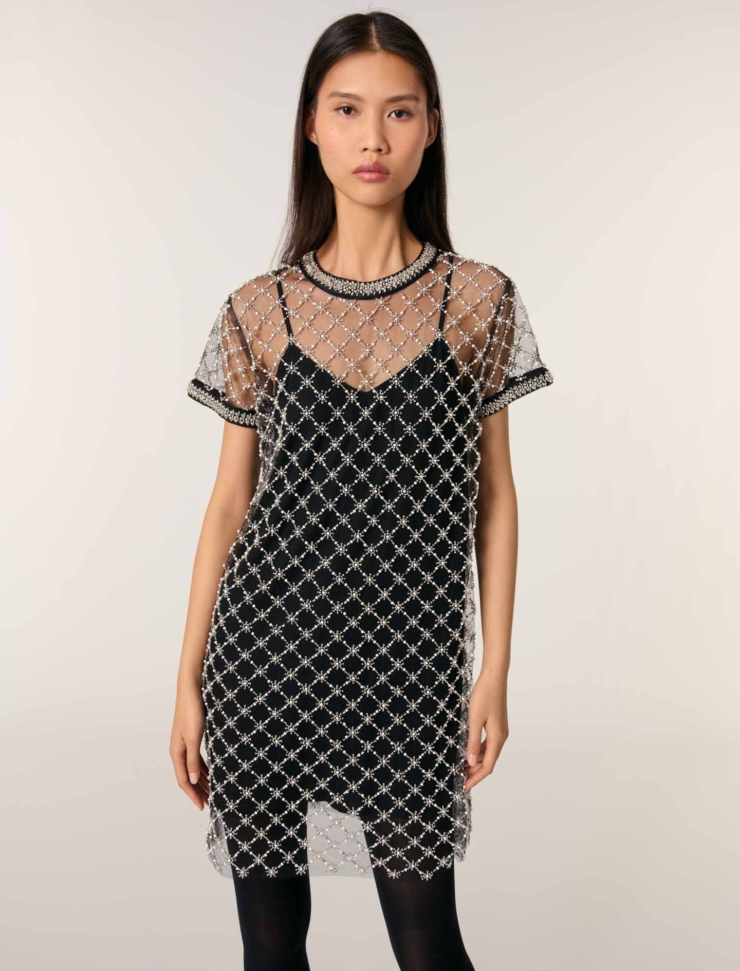 Black Mesh Mini Dress