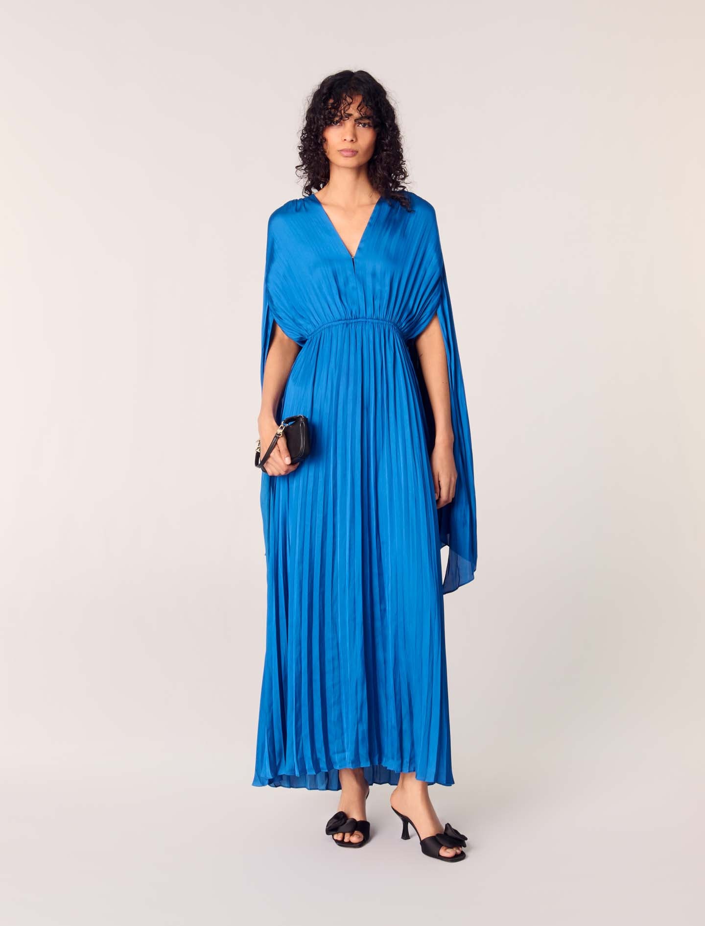 Blue featured Flowy Satin Dress