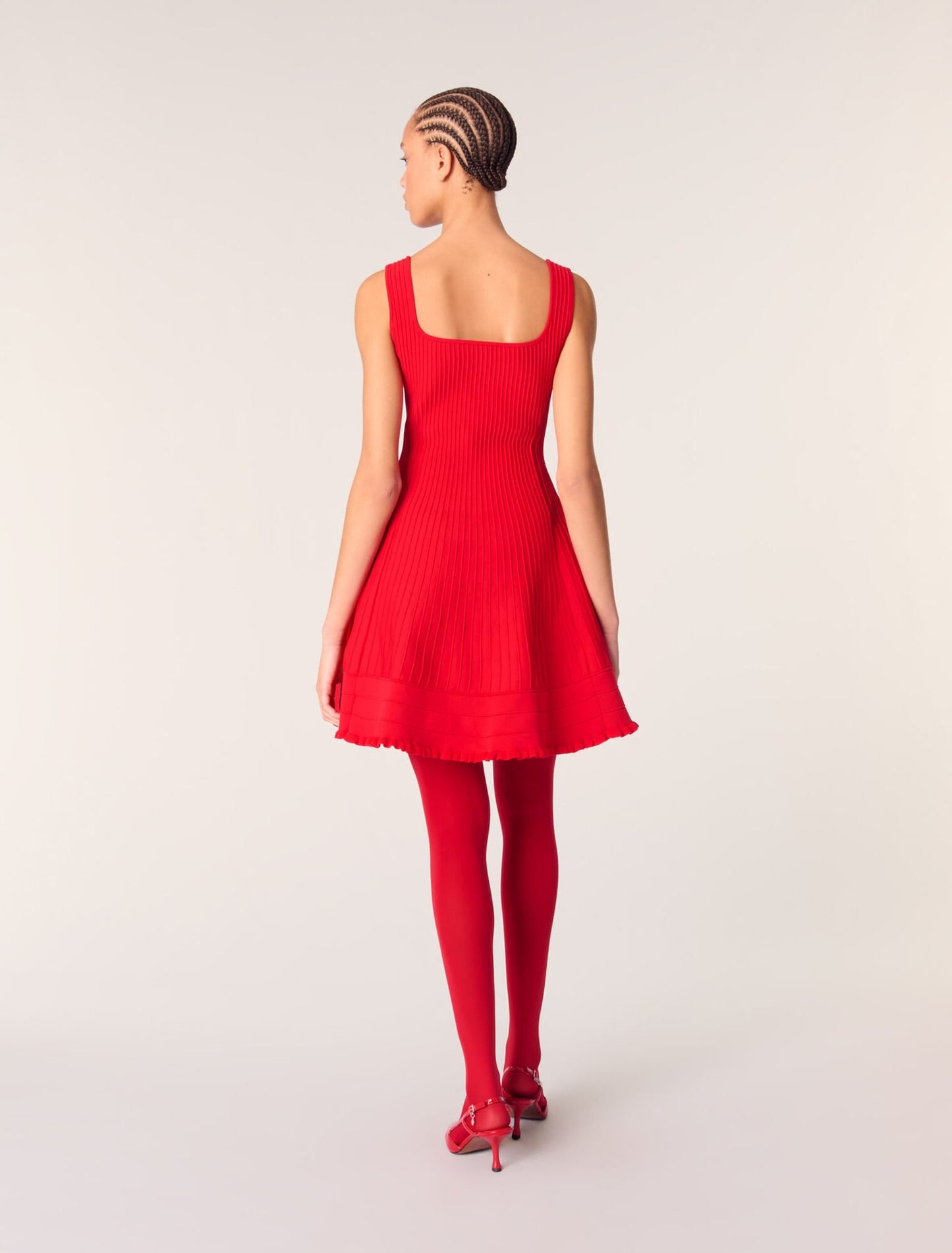 Red-Short knit dress