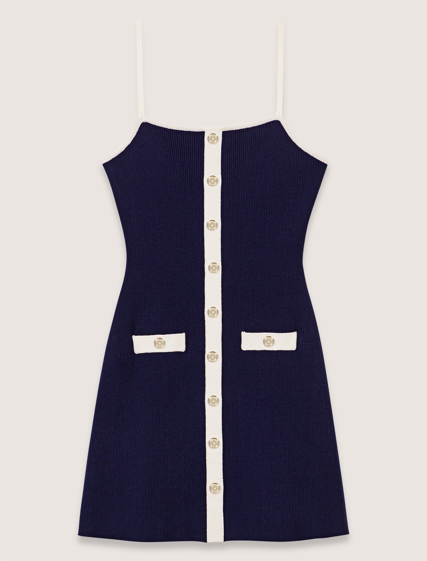 Navy-Strap Knit Dress