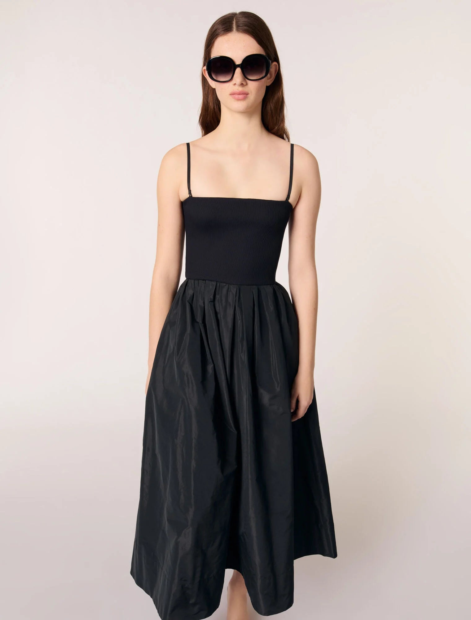 Black-Flounced Maxi Dress