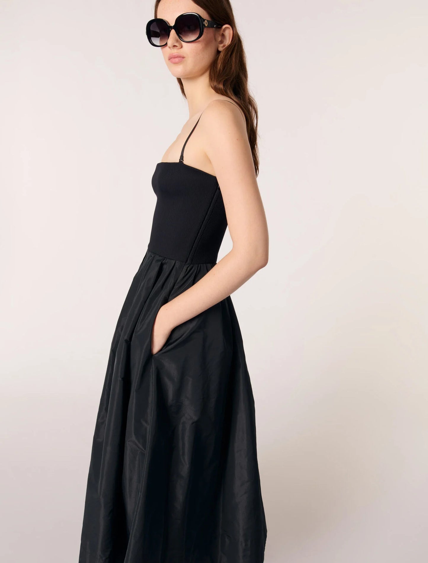 Black-Flounced Maxi Dress