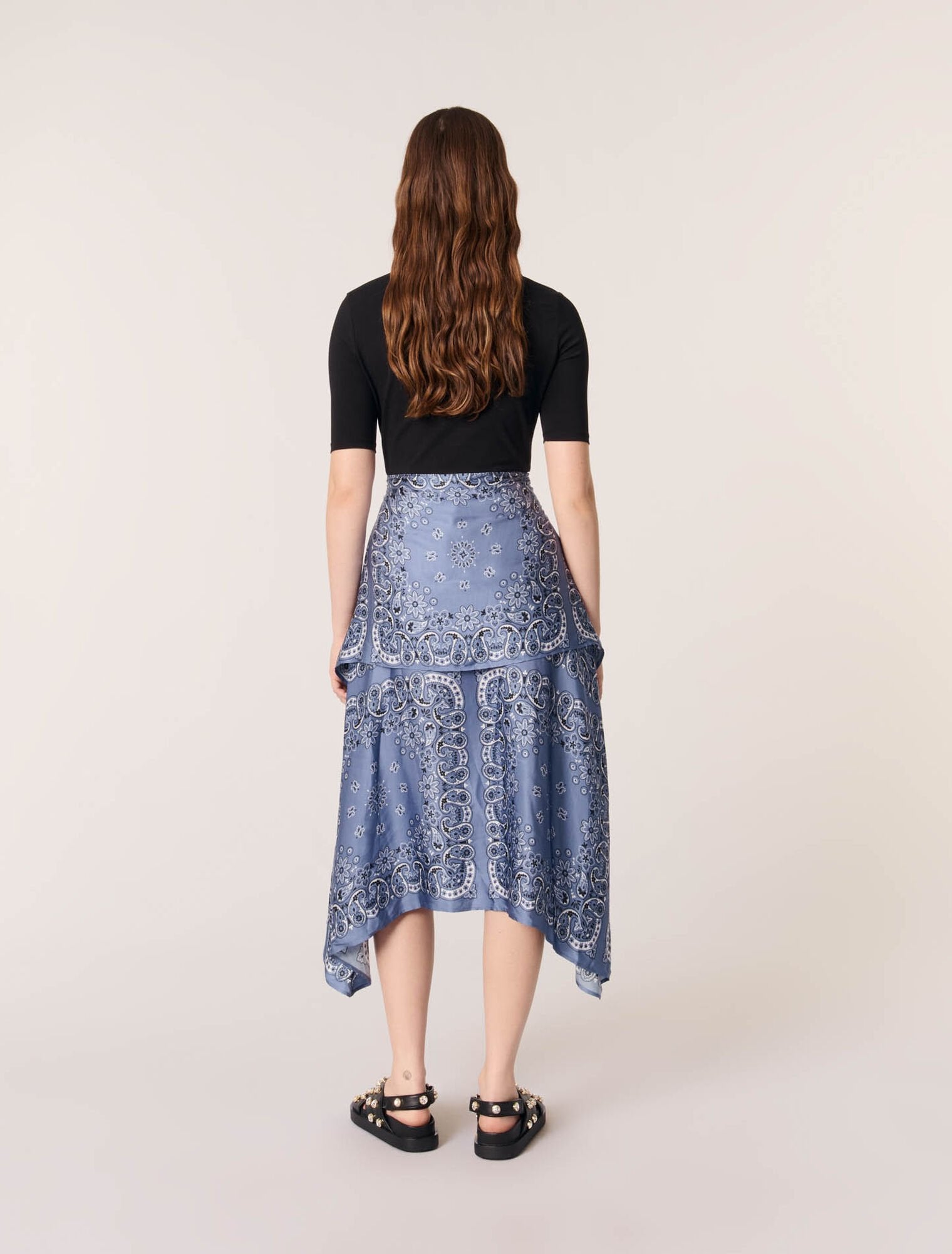 Blue bandana print-Layered-effect patterned dress