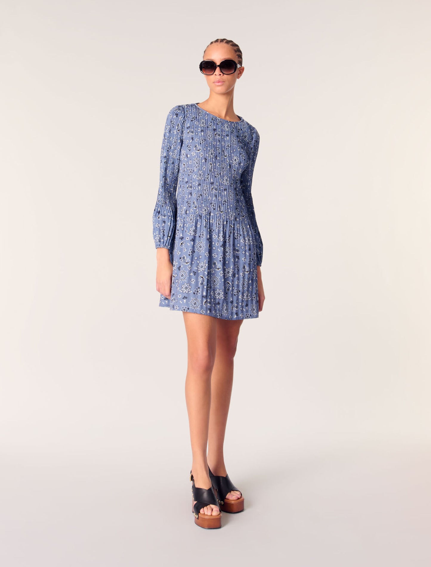 Blue Bandana Print-featured-Flared Dress