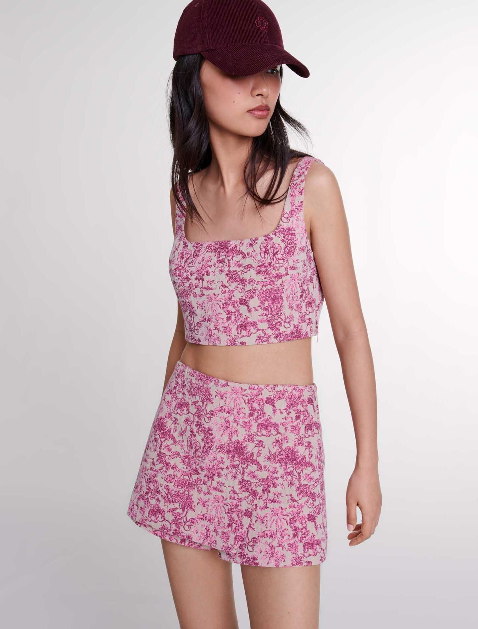 Pink toile de jouy featured-Layered Toile de Jouy shorts