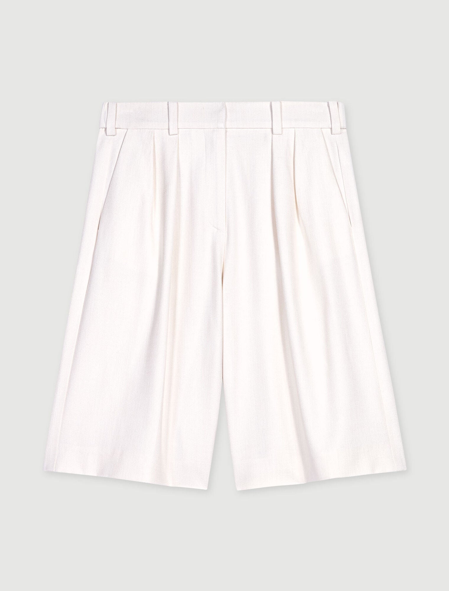 Ecru  -Pleated Bermuda Shorts