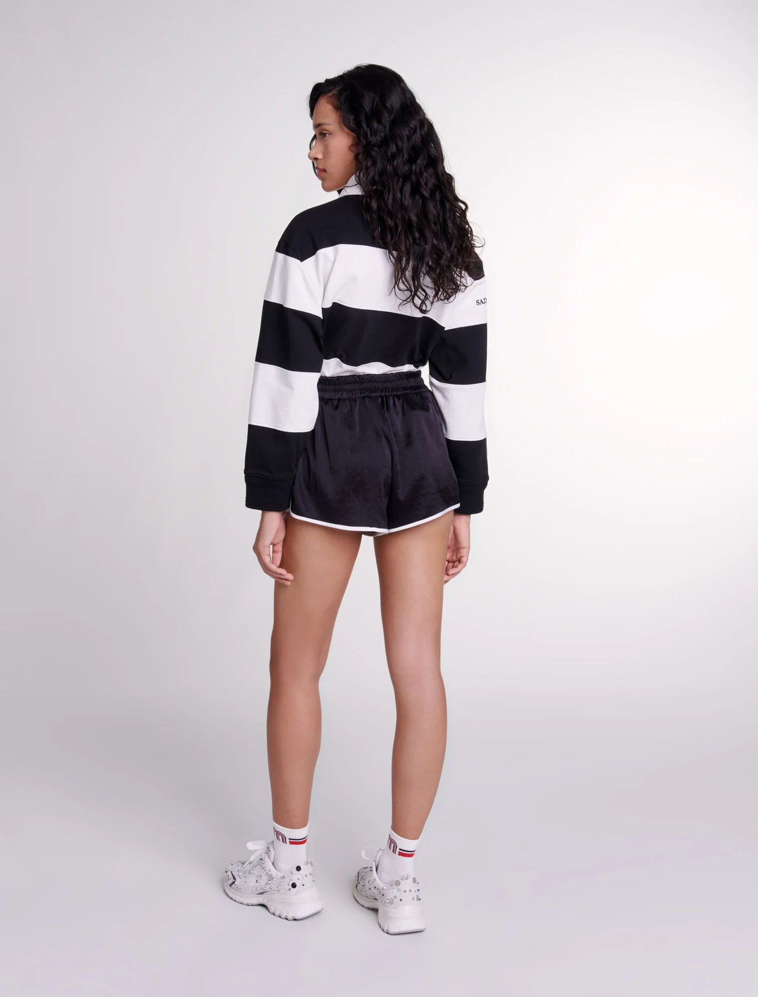 Black featured-Satin-effect shorts