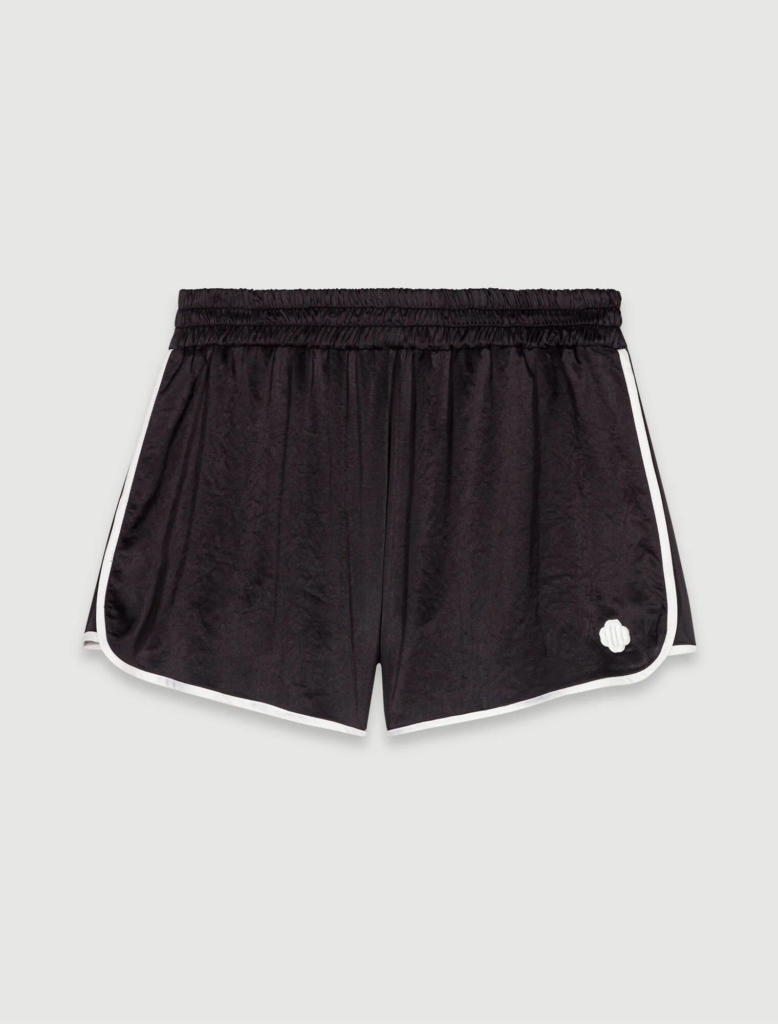 Black featured-Satin-effect shorts