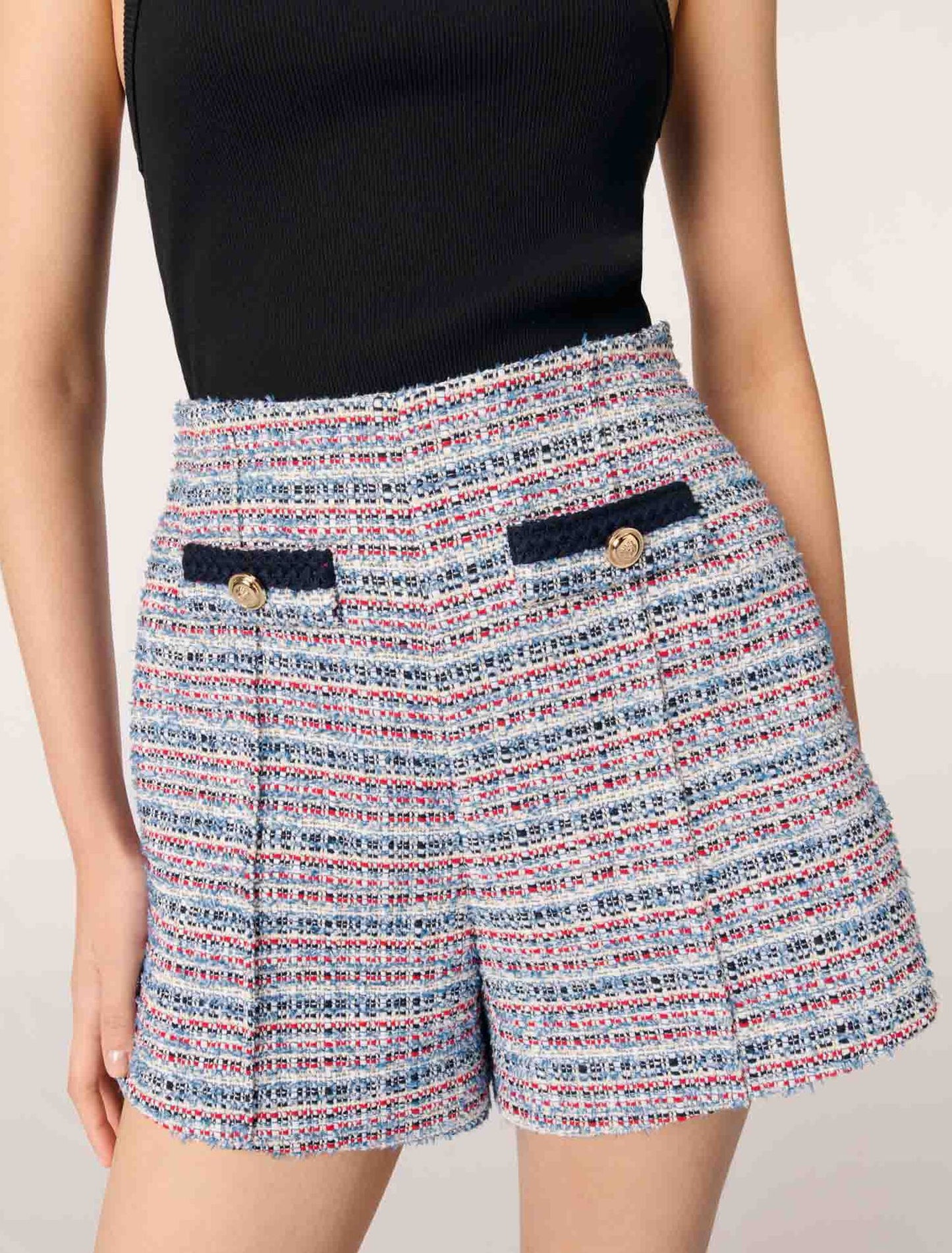 Blue / Red-Tweed shorts