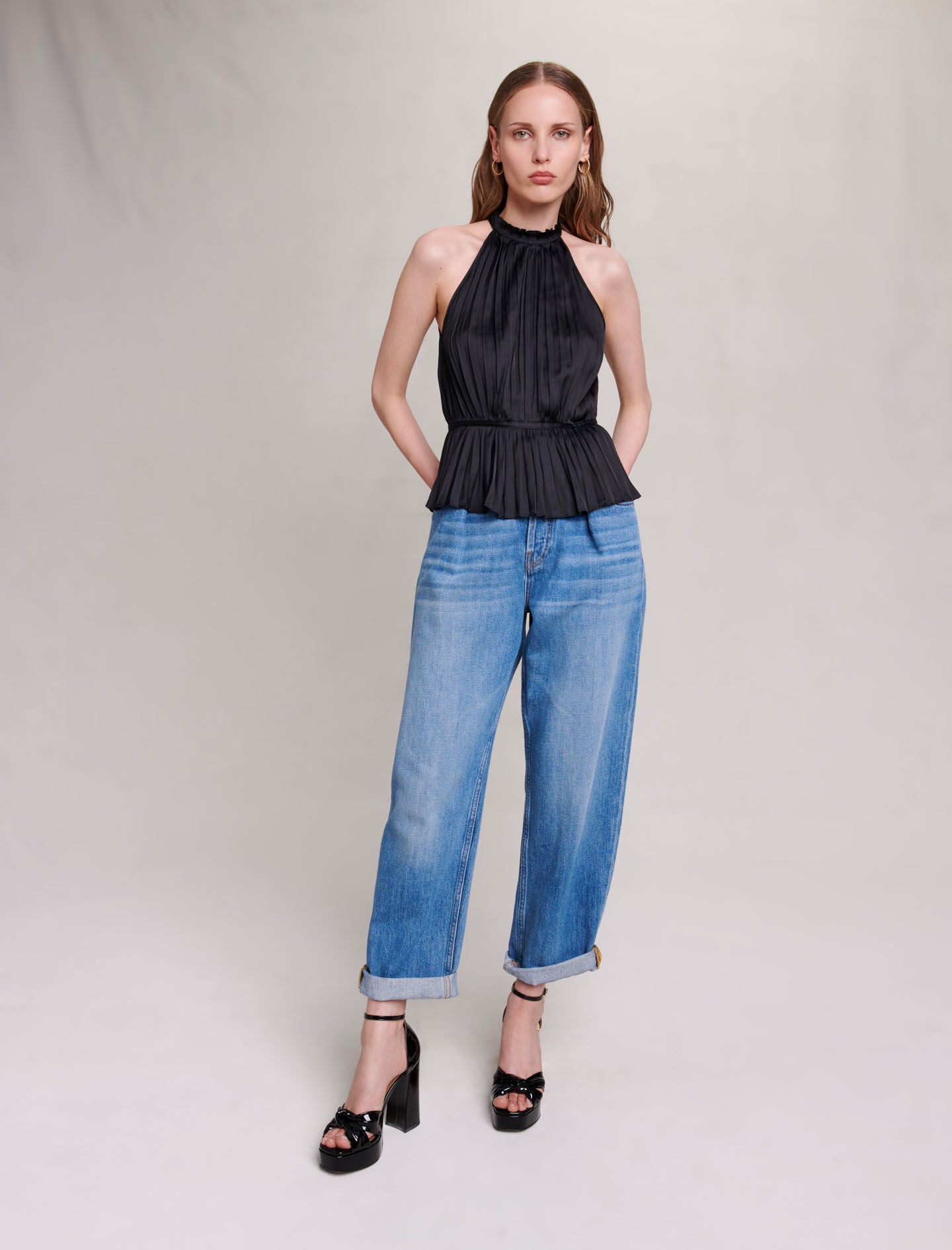 PLEATED SATIN TOP