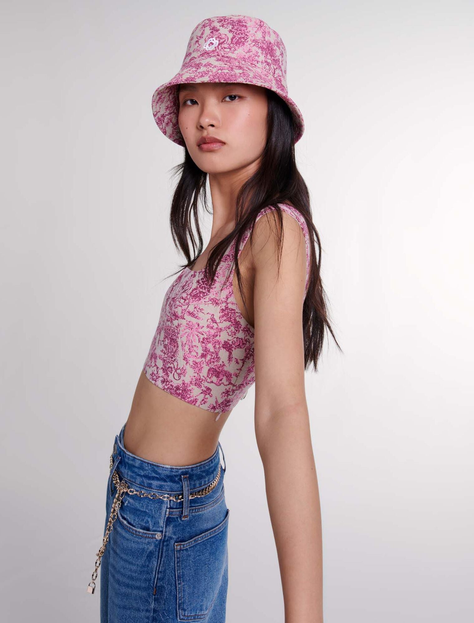 Pink toile de jouy featured-Toile de Jouy crop top