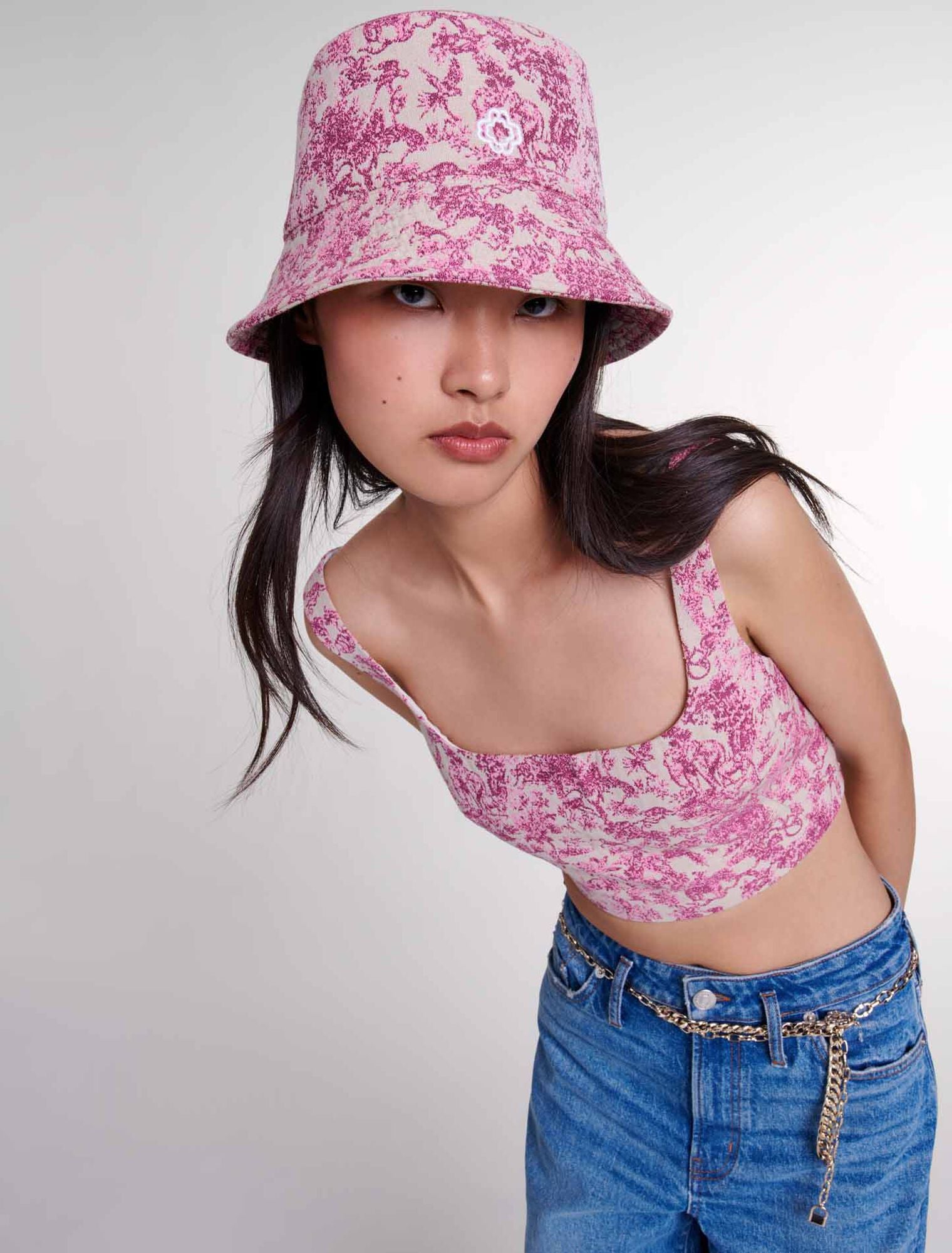 Pink toile de jouy featured-Toile de Jouy crop top