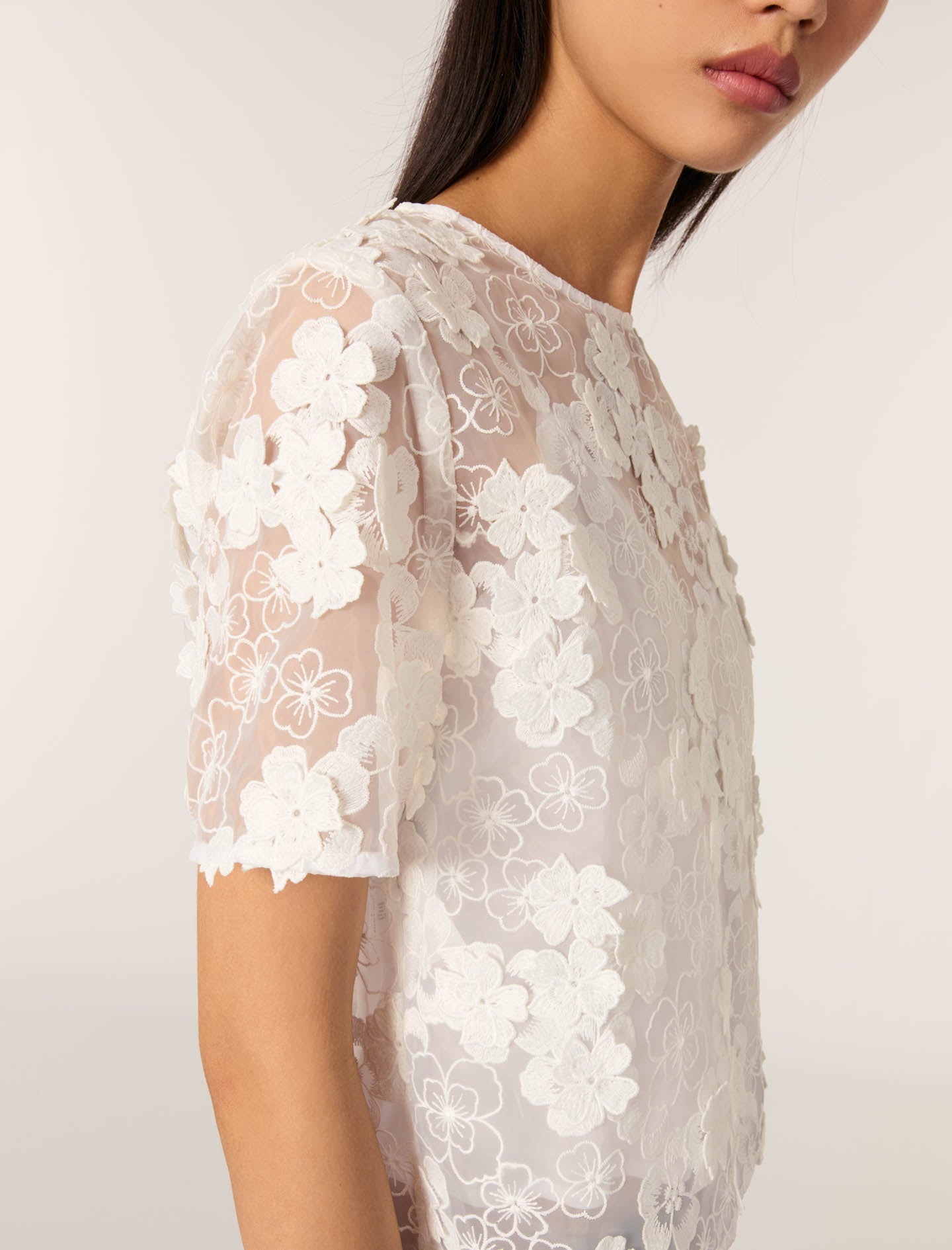 White Floral Lace T-shirt