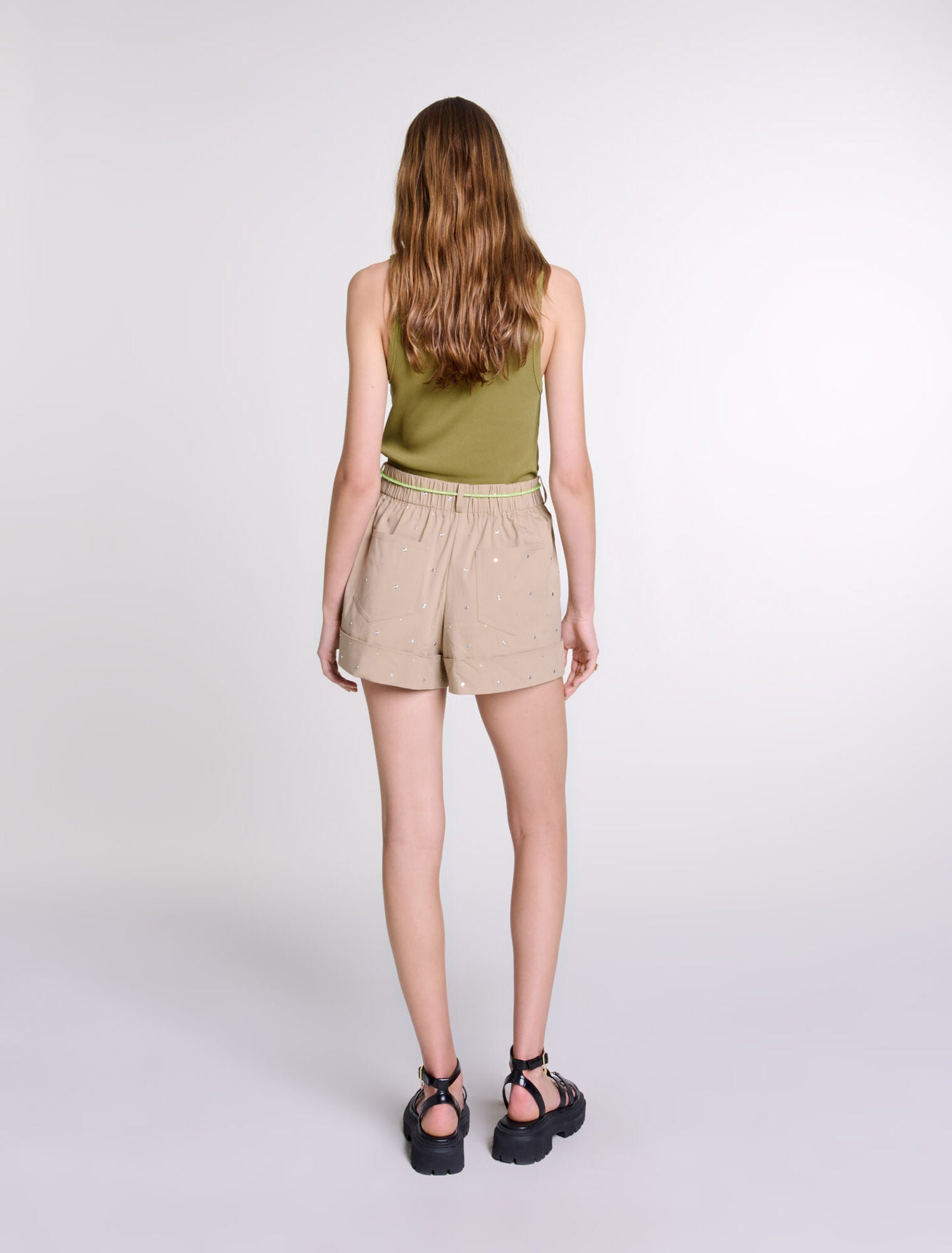 Khaki featured-Ribbed vest top