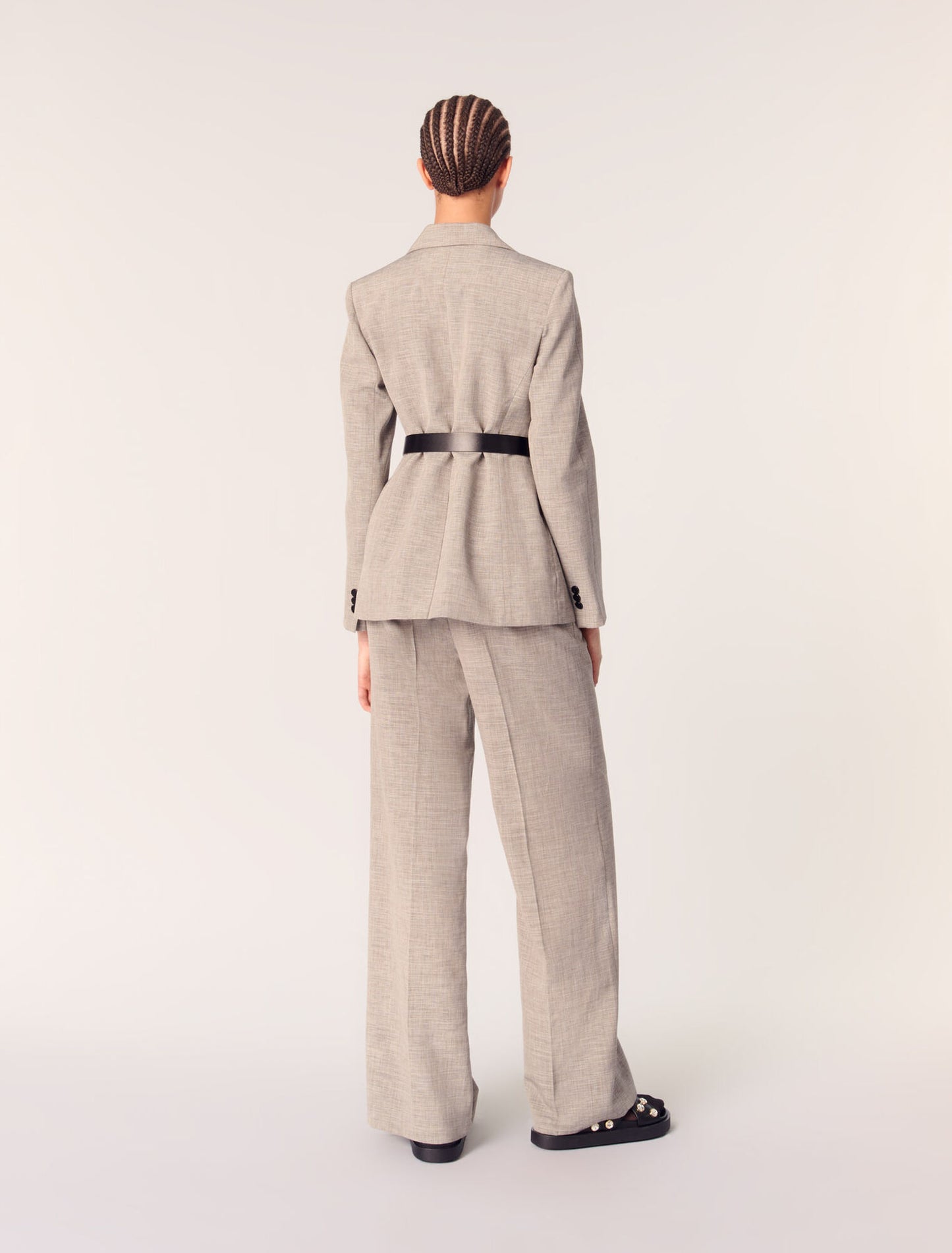 Grey-Belted Suit Jacket