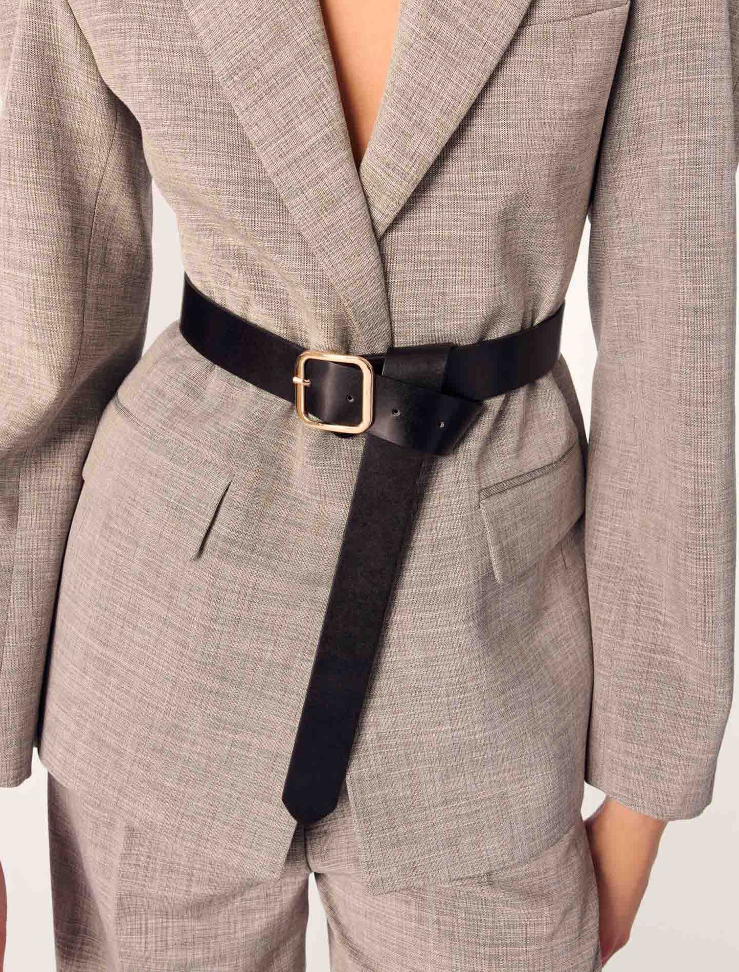 Grey-Belted Suit Jacket