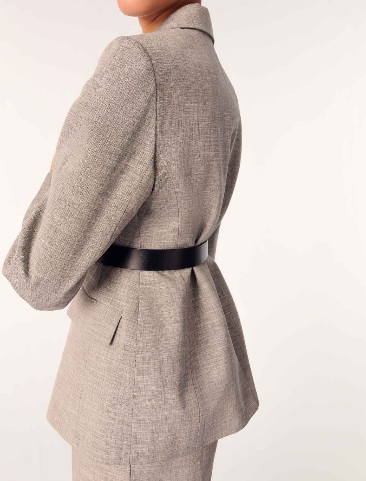 Grey-Belted Suit Jacket